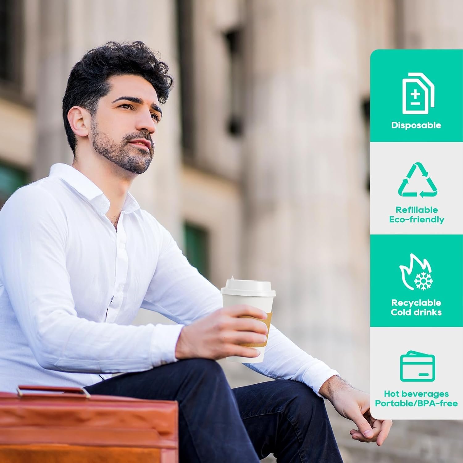 Pack de 100 gobelets en papier de 12 oz, Grossiste en verre jetable avec couvercles, manchons et agitateurs, idéal pour boissons chaudes et froides, personnalisé avec votre logo, fournisseur pour maisons, magasins et cafés.