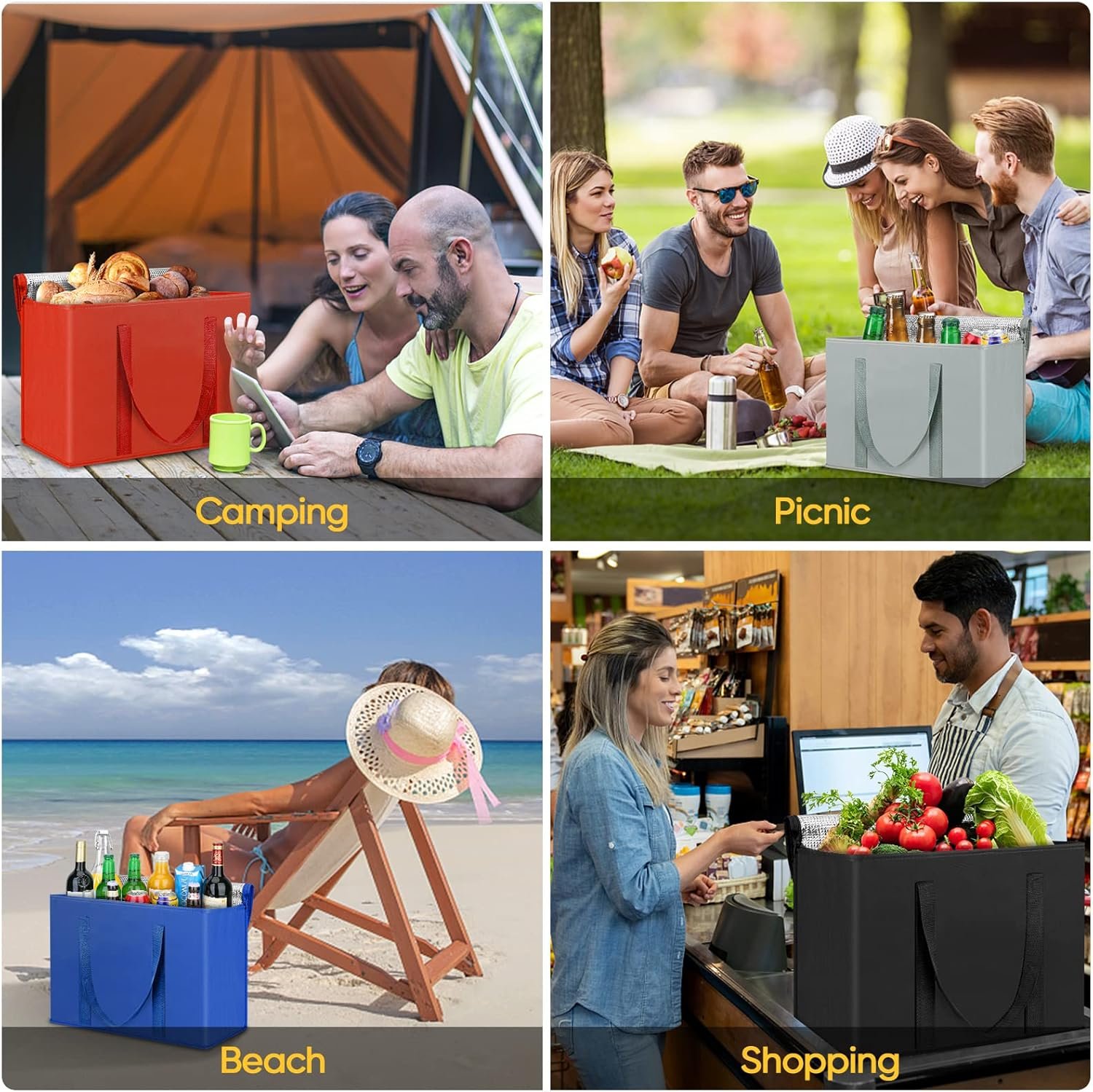 Grossiste Sac isotherme réutilisable 2Pk pour courses, sac réductible pour marchandises, fabricants sac isotherme lourde capacité (16''x9''x13'', Printemps). OEM. Grossiste Sac isotherme réutilisable 2Pk pour courses, sac réductible pour marchandises, fabricants sac isotherme lourde capacité (16''x9''x13'', Printemps). OEM.