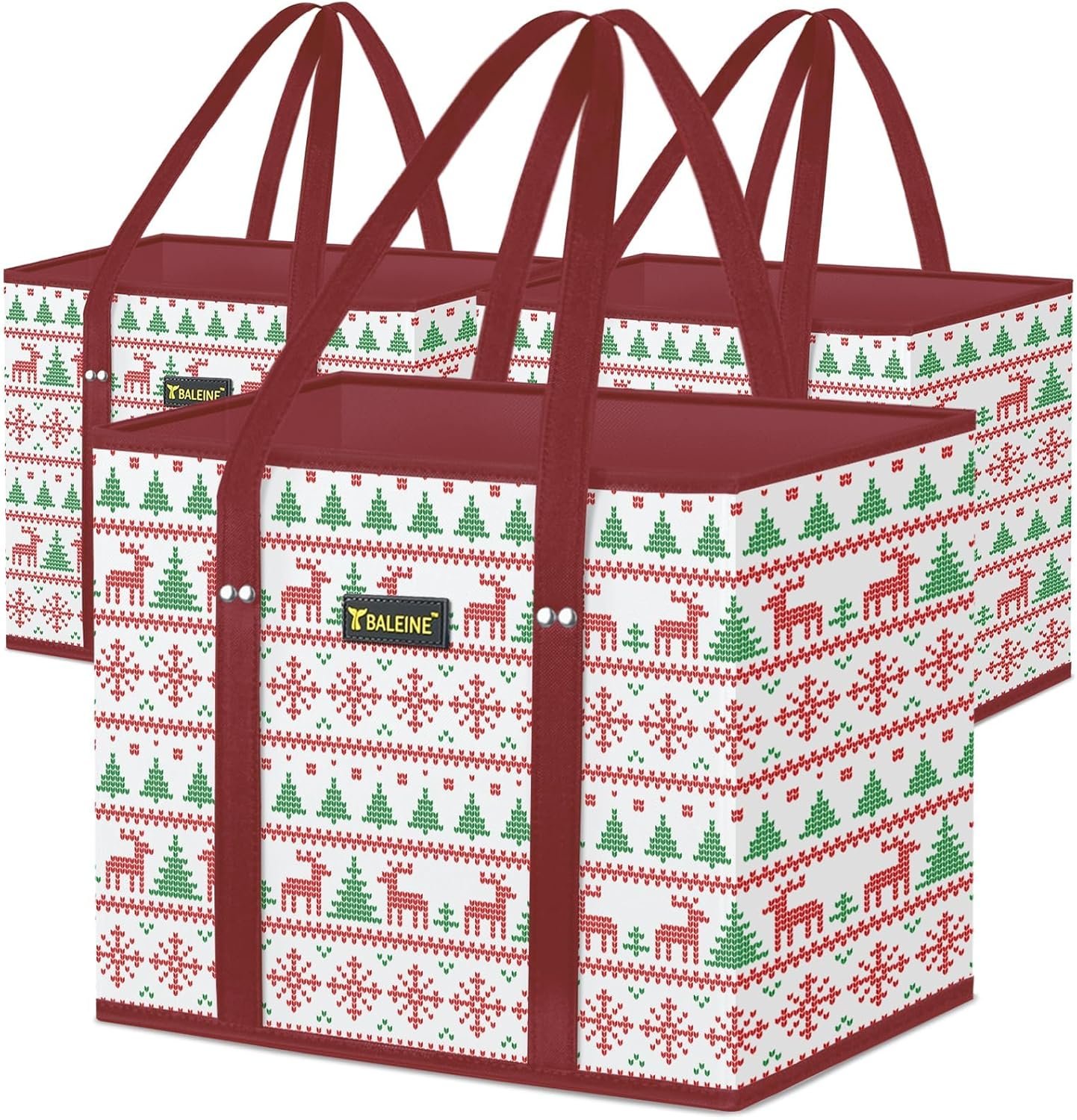 Grossiste en sacs de courses réutilisables, sacs de shopping pliables avec fond renforcé et poignées pour les courses, fournisseur de solutions OEM, vente en gros avec designs de rennes.