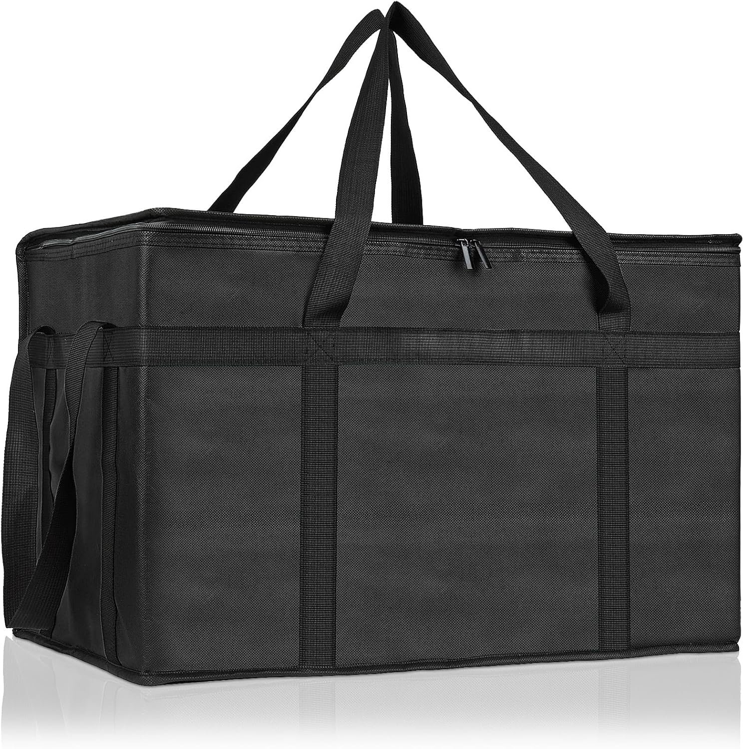 Grossiste Sacs Isolés pour Livraison Alimentaire XXXL, Fabricant de Sacs de Livraison de Pizza Grande Capacité, Logo Personnalisé pour Garder les Aliments au Chaud, Sac de Glace Pliable, Vente en Gros (Noir)