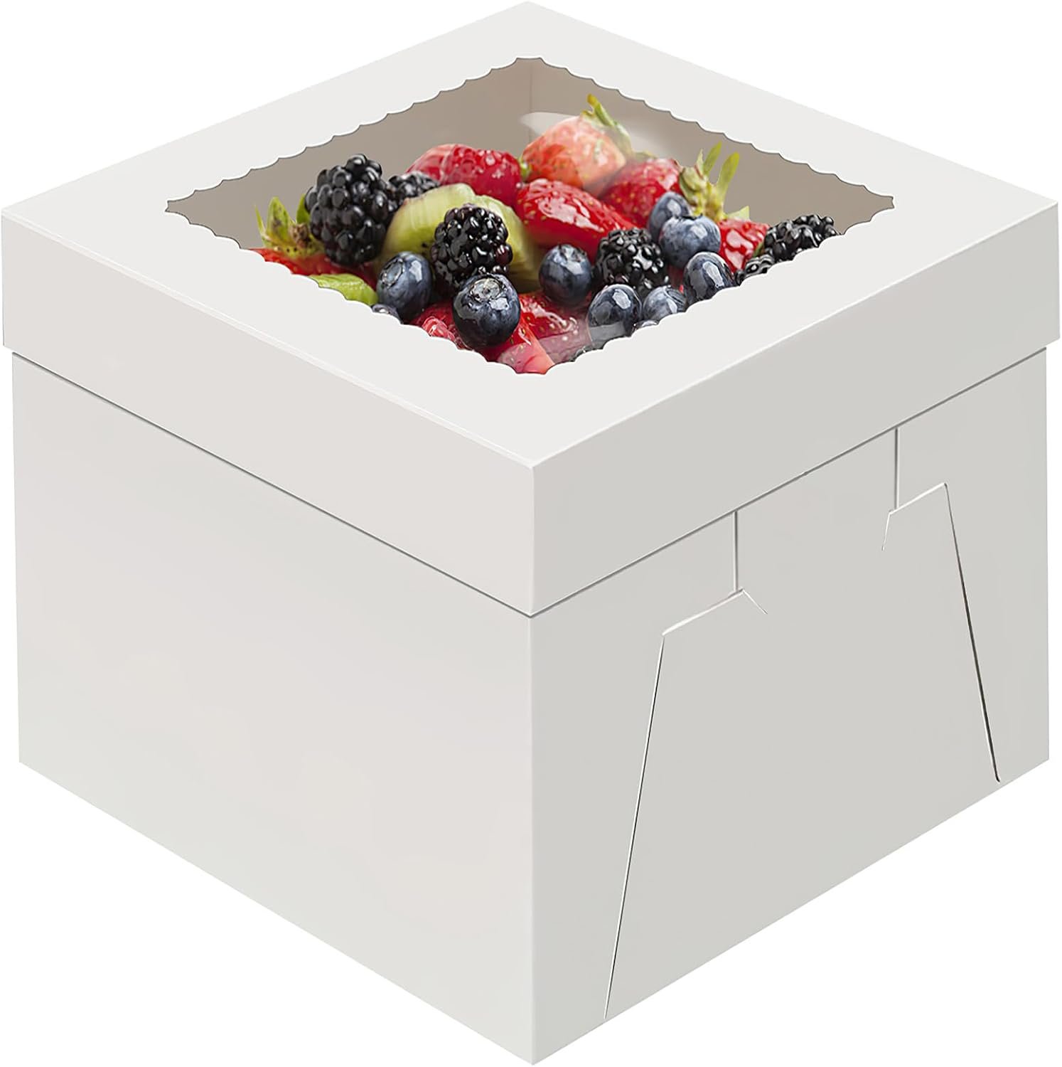 Grossiste Boîtes À Gâteau Jetables 12 Pouces, Conteneur de Transport pour Gâteaux, Fournisseur de Support de Gâteau Blanc avec Grande Fenêtre pour Pâtisseries, Cookies, Tartes et Cupcakes (12×12×8 Pouces) - OEM et Marque Blanche