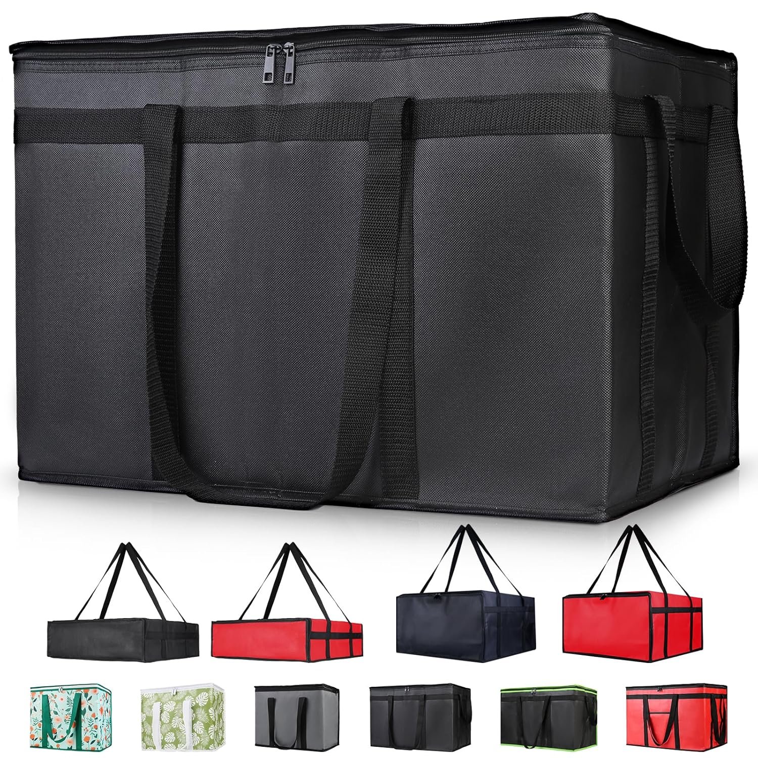 Grossiste Sac de Livraison Alimentaire Isolé XXXL, Sac Réutilisable pour Courses et Catering 22x14x13, Fournisseur de Solutions de Transport, Logo Personnalisé, Noir, 1-Pack