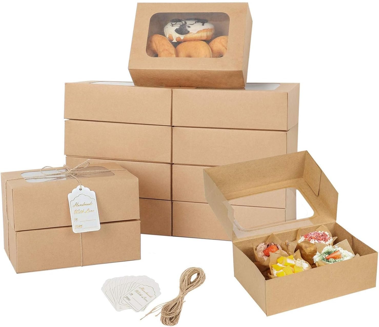 Grossiste en boîtes à biscuits 24 pièces avec fenêtre pour un cadeau en papier, dimensions 9 x 6,3 x 3 pouces, emballage pratique pour cookies, cupcakes, donuts et pâtisseries, Logo Personnalisé, Fournisseur de solutions d'emballage en gros.