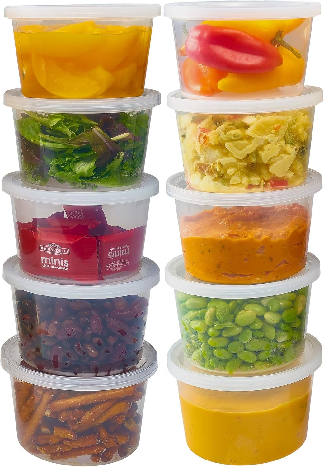 Containers alimentaires en vrac - Boîtes Deli avec couvercles étanches - 40 pièces en plastique sans BPA, pouvant passer au micro-ondes - Qualité premium robuste, compatible congélateur et lave-vaisselle (16 oz) - Fabricant pour marque blanche