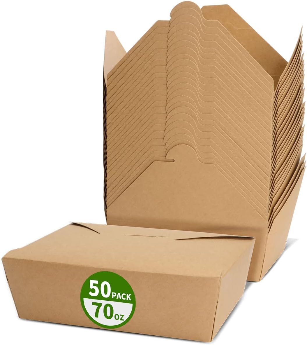 Grossiste en contenant à emporter de grande taille 70 oz - Boîtes en papier kraft résistantes à la graisse pour repas à emporter - Logo Personnalisé en gros pour restaurant, ménage et fête - Fournisseur de boîtes en carton pour restauration