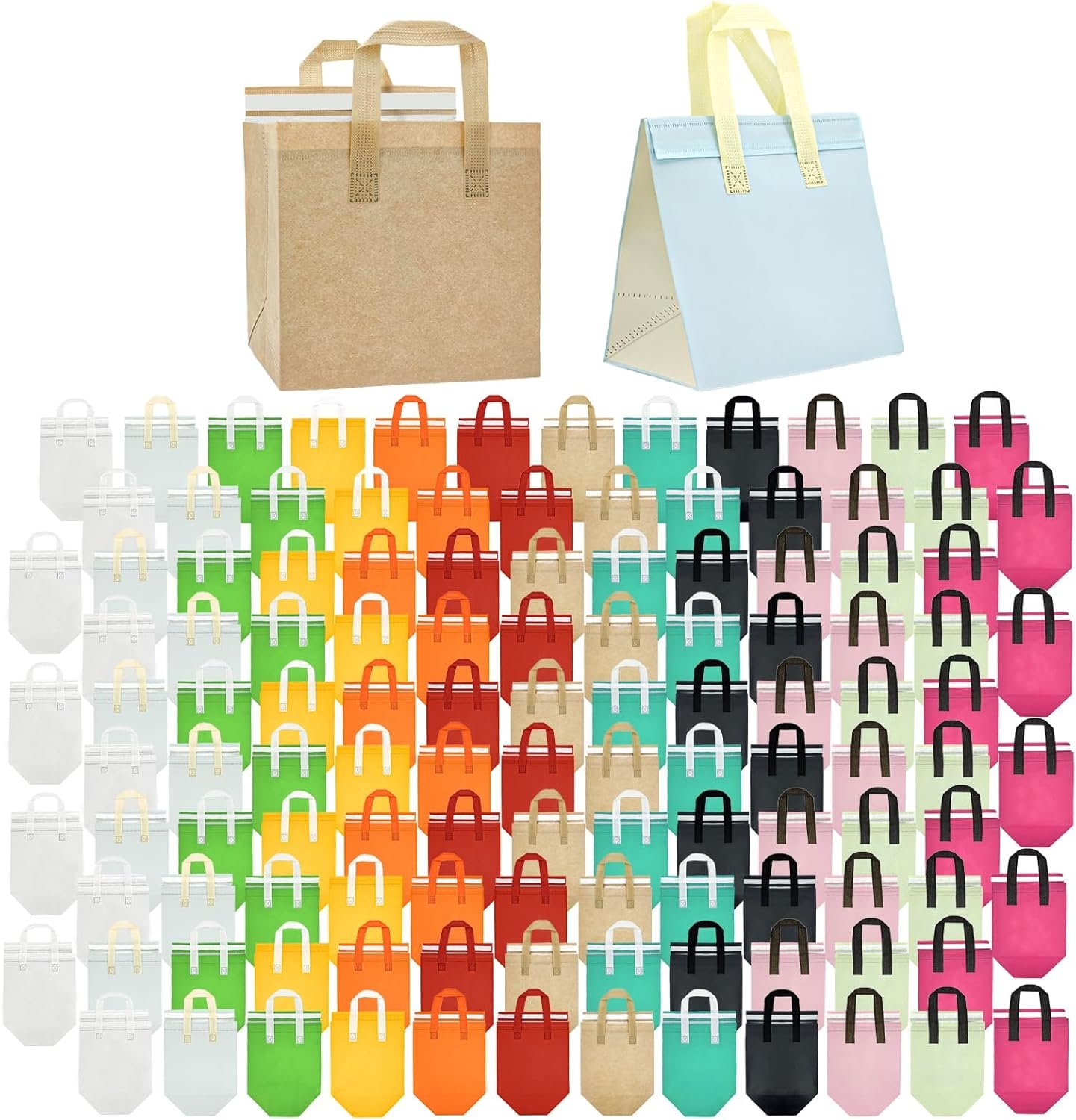 Grossiste de sacs isothermes pour repas à emporter, 120 pcs, 9.5 x 9.5 x 6 in, avec logo personnalisé, idéal pour la pizza, le café, le thé et les livraisons. Fournisseur de sacs de livraison pour restauration et pique-nique en vente en gros.