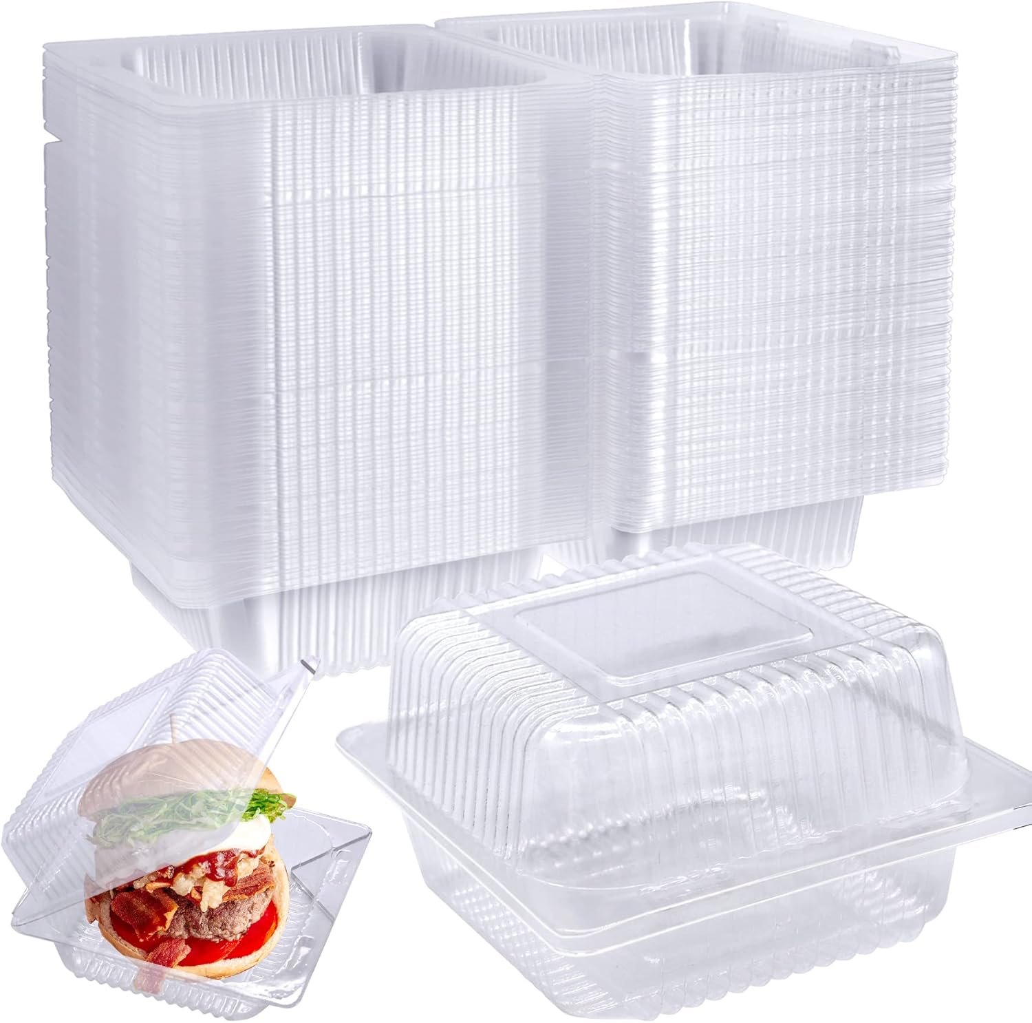 Grossiste Contenants Plastiques Clairs avec Couvercles, Contenants Individuels pour Parts de Gâteau, 100 Pcs Usine de Boîtes Alimentaires Jetables pour Gâteaux, Cookies, Pâtes, Sandwichs, Salades, Marque Blanche