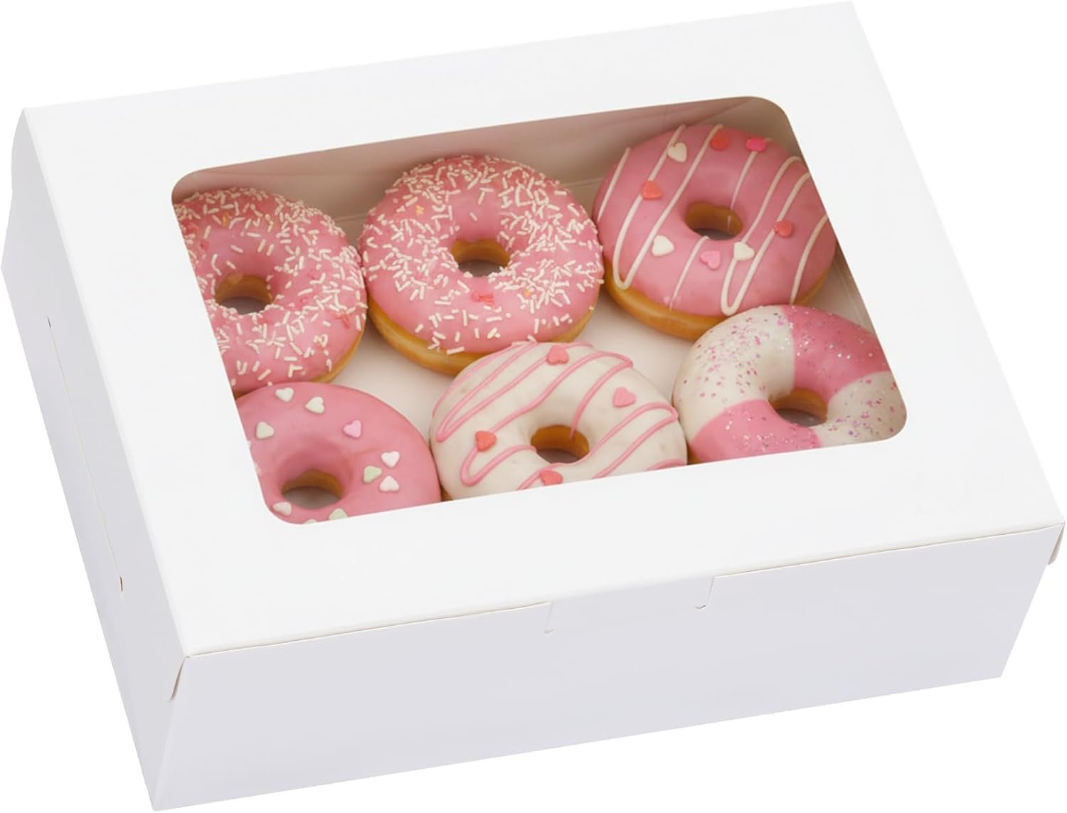 Grossiste en Vrac Boîtes à Pâtisserie avec Fenêtre 12pcs 8x6x2.5 pouces, boîte à cookies pour chocolat, fraises, donuts, cupcakes et muffins - Fabricant de Marque Blanche.