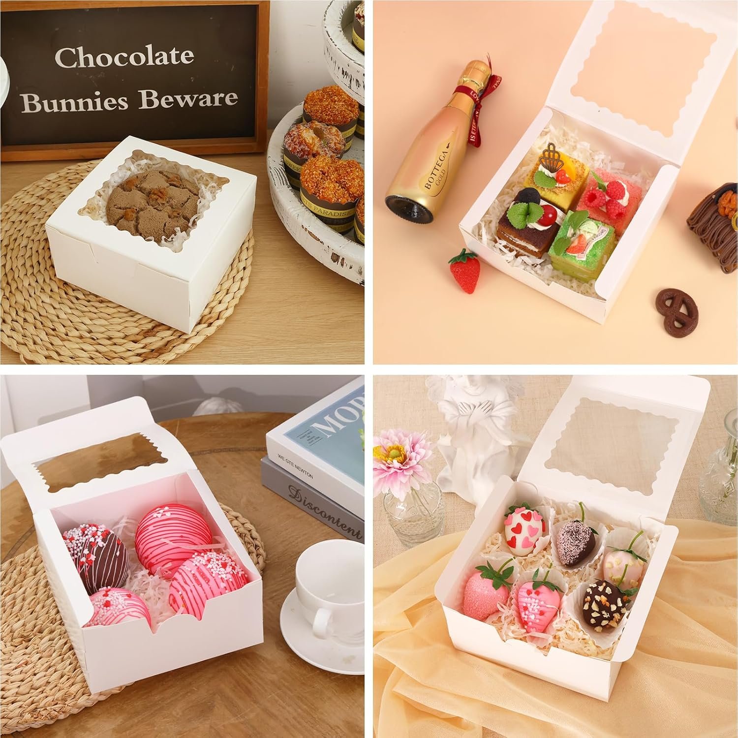 Grossiste Boîtes à Gâteaux 16pcs avec Fenêtre 6x6x3 pouces, Parfaites pour Treats, Chocolats, Cupcakes, Pâtisseries, Logo Personnalisé, Fournisseur en Vente en Gros