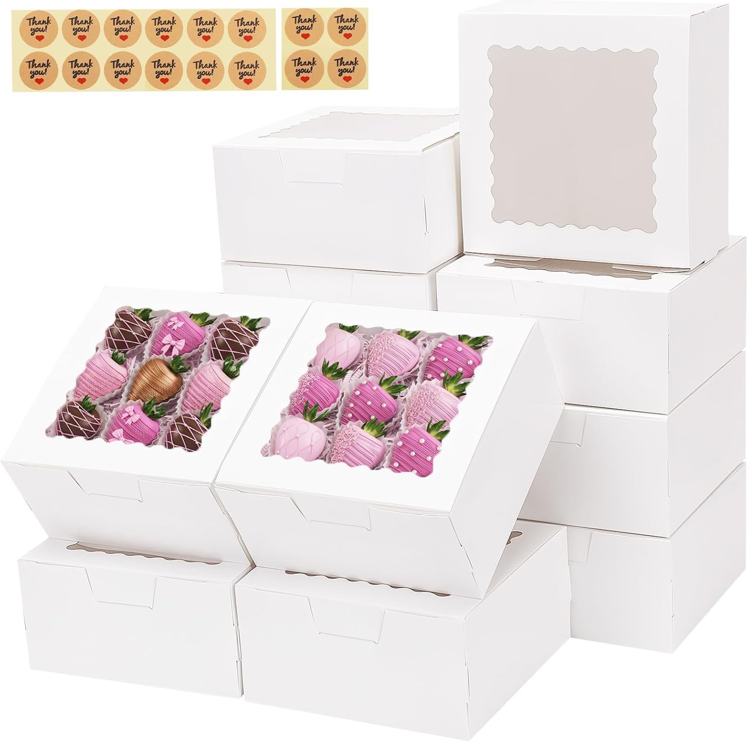 Grossiste Boîtes à Gâteaux 16pcs avec Fenêtre 6x6x3 pouces, Parfaites pour Treats, Chocolats, Cupcakes, Pâtisseries, Logo Personnalisé, Fournisseur en Vente en Gros