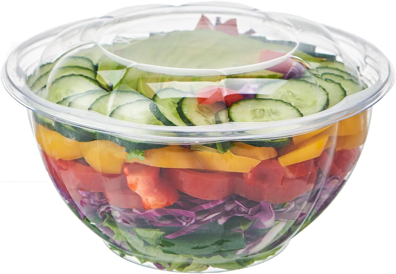 Grossiste en Vrac de 50 Sets de Bols à Salade Plastique Transparent 32 oz avec Couvercles Hermétiques pour Fruits, Quinoa et Repas, Marque Blanche de Contenants à Emporter.