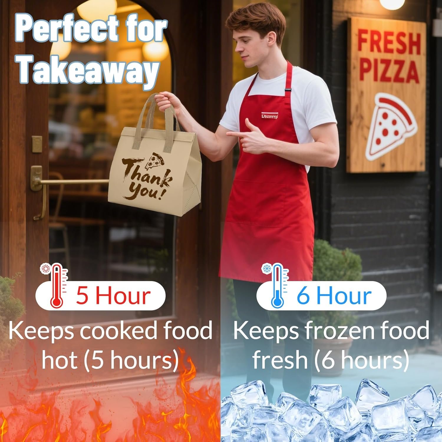 Grossiste 200Pcs Sacs Alimentaires Isolés Personnalisés avec Logo, Fournisseur de Sacs Réutilisables pour Livraison de Boissons et Aliments en Vrac, OEM pour Emporter Chaud et Froid