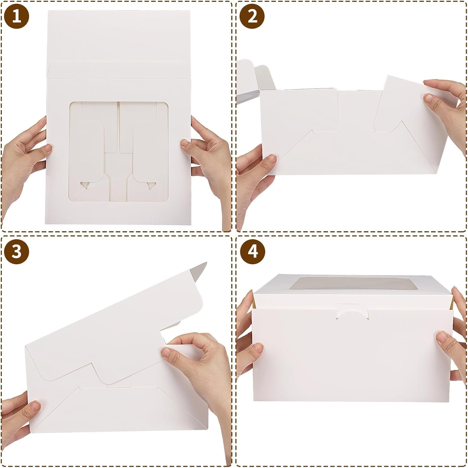 Grossiste Boîtes à Gâteau 10x10x5 Pouces avec Plateaux, Logo Personnalisé pour Desserts, Fabricant de Contenants Jetables avec Couvercles pour Saint-Valentin et Fête des Mères.