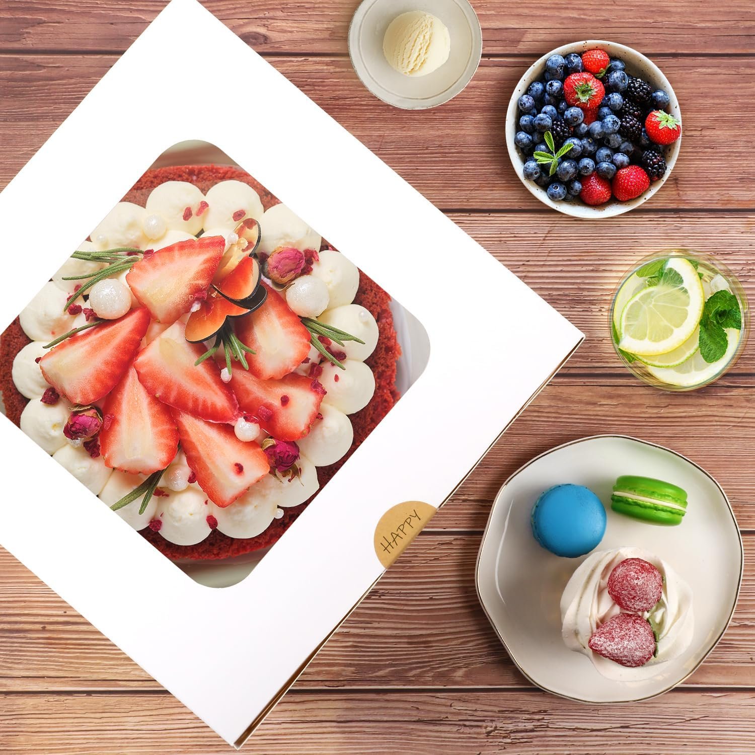 Grossiste Boîtes à Gâteau 10x10x5 Pouces avec Plateaux, Logo Personnalisé pour Desserts, Fabricant de Contenants Jetables avec Couvercles pour Saint-Valentin et Fête des Mères.