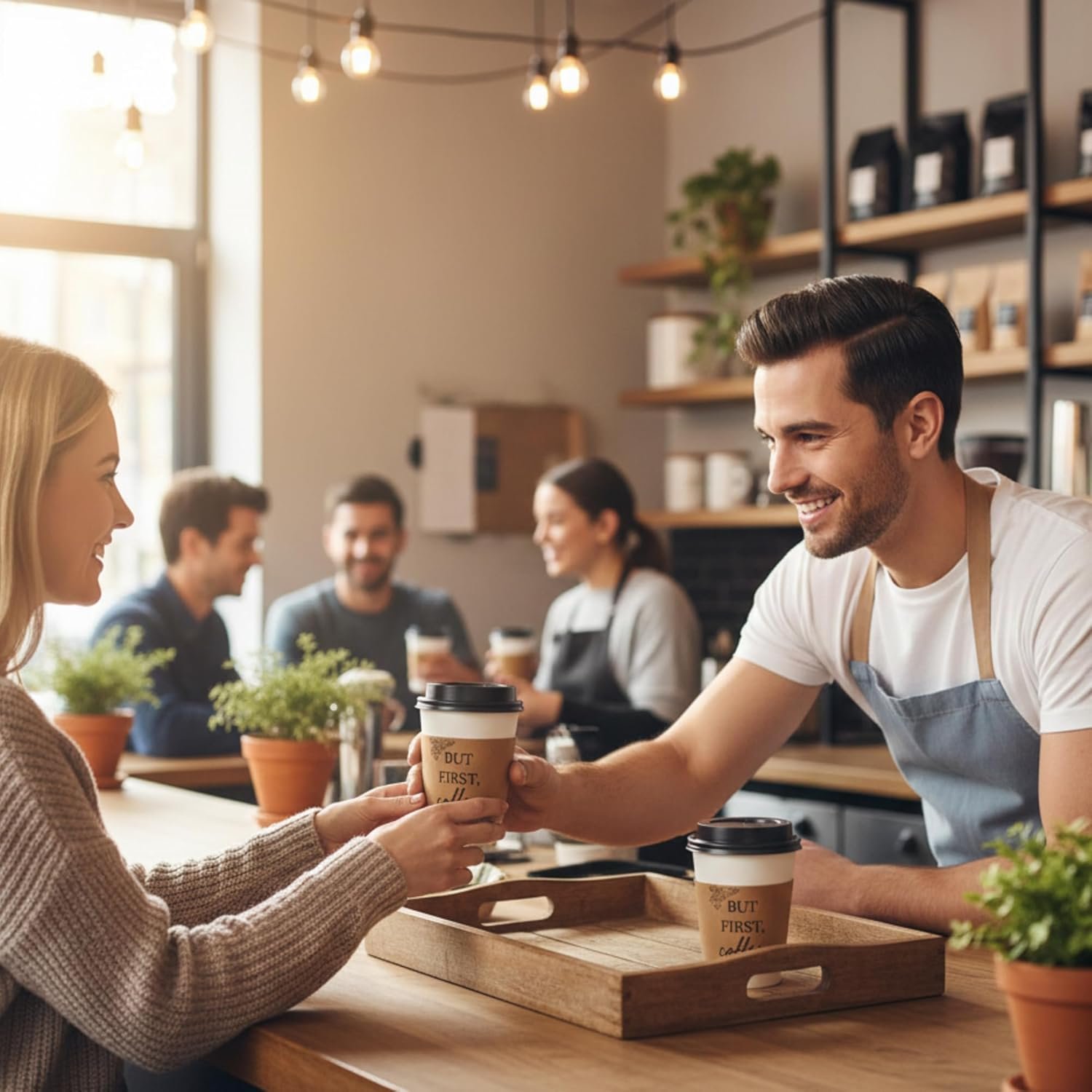 Grossiste de manchons à café en kraft personnalisés blancs – Manchons isothermes pour boissons chaudes et froides, adaptés aux cafétérias et événements. Logo personnalisé, convient aux gobelets standards (paquet de 25, 50, 100) avec Fabricant fiable.