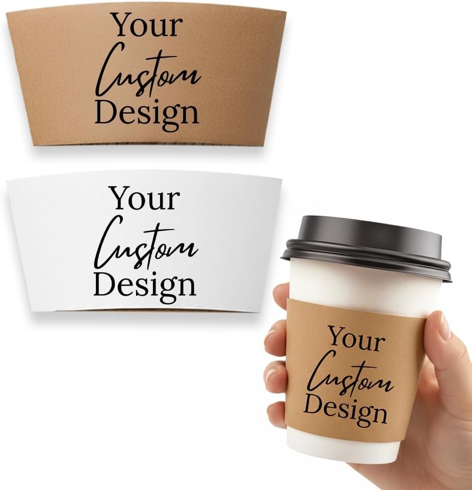 Grossiste de manchons à café en kraft personnalisés blancs – Manchons isothermes pour boissons chaudes et froides, adaptés aux cafétérias et événements. Logo personnalisé, convient aux gobelets standards (paquet de 25, 50, 100) avec Fabricant fiable.