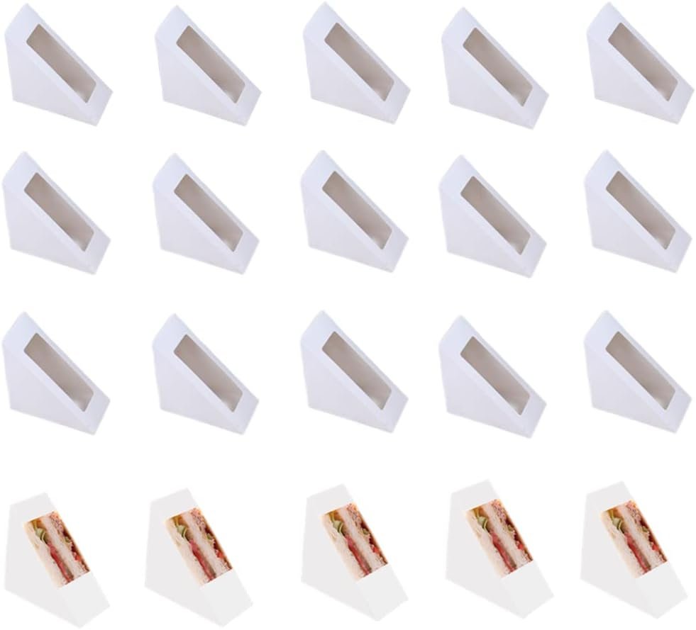Grossiste en Vrac, boîtes à sandwich éco-responsables avec fenêtre pour service de restauration, logo personnalisé (100 pièces, taille moyenne, blanc)