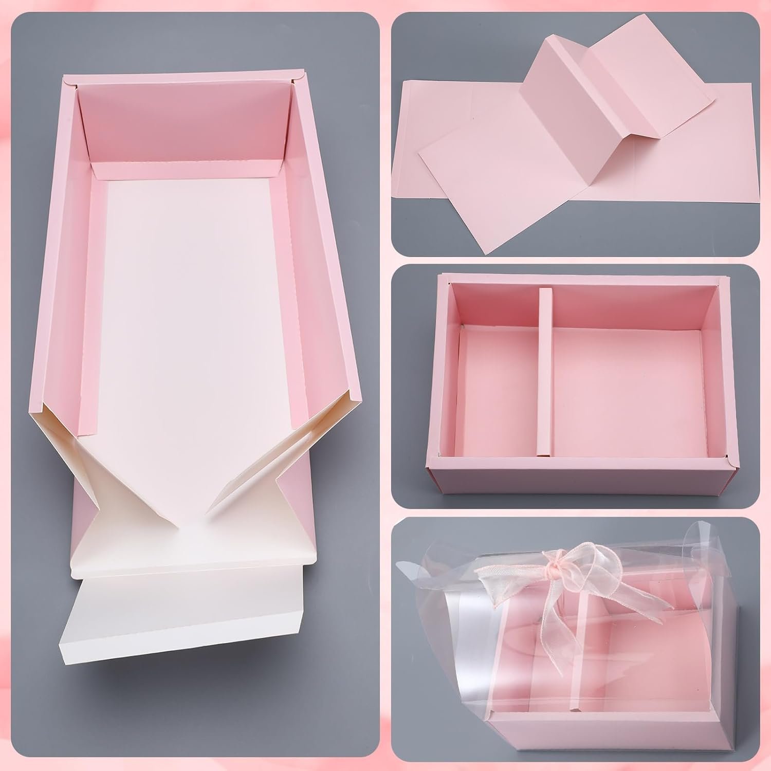 Grossiste boîte transparente à gobelet avec anse, 10 pièces pour gâteau et fleurs, dimensions 4 pouces, packaging cadeau pour fête des mères, mariage et anniversaire, fabricant de fournitures en vrac, logo personnalisé.