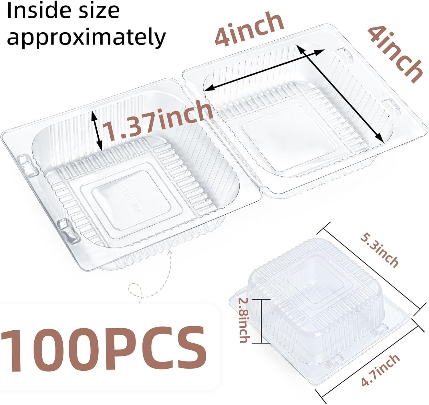 Container à emporter 100 pièces, Usine de contenants alimentaires en plastique transparent, OEM, contenant des hamburgers, desserts, gâteaux, cookies et salades, Vente en Gros.