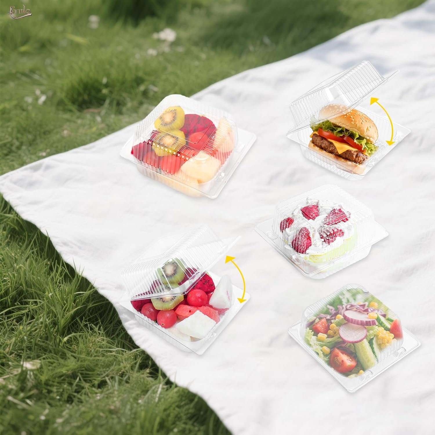 Container à emporter 100 pièces, Usine de contenants alimentaires en plastique transparent, OEM, contenant des hamburgers, desserts, gâteaux, cookies et salades, Vente en Gros.