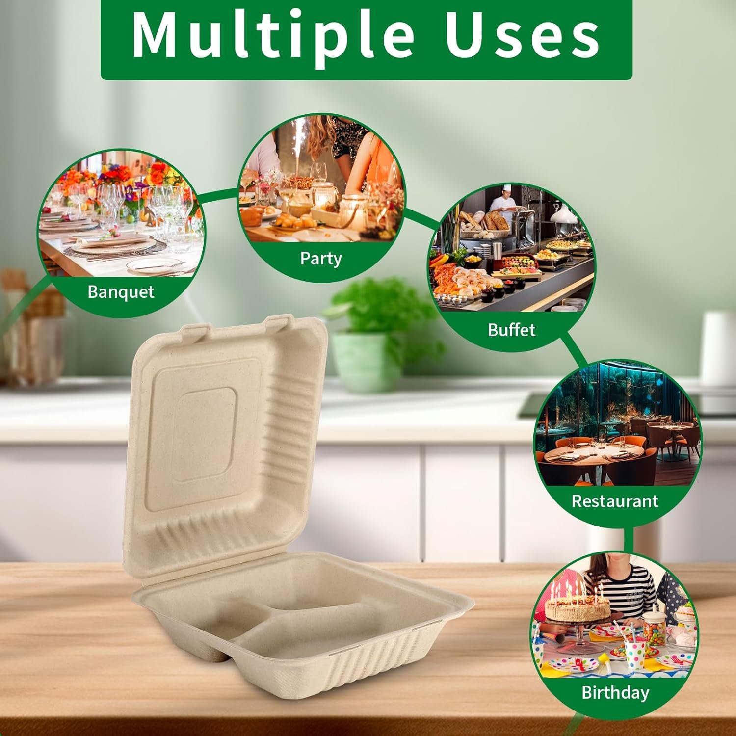 Grossiste Contenants à Emporter 8x9 Pouces en Bagasse Compostable avec Couvercle, 100 Pack de Boîtes à Lunch 3 Compartiments, Fabricant Écologique, Vente en Gros, Biodegradable et Sans PFAS Grossiste Contenants à Emporter 8x9 Pouces en Bagasse Compostable avec Couvercle, 100 Pack de Boîtes à Lunch 3 Compartiments, Fabricant Écologique, Vente en Gros, Biodegradable et Sans PFAS