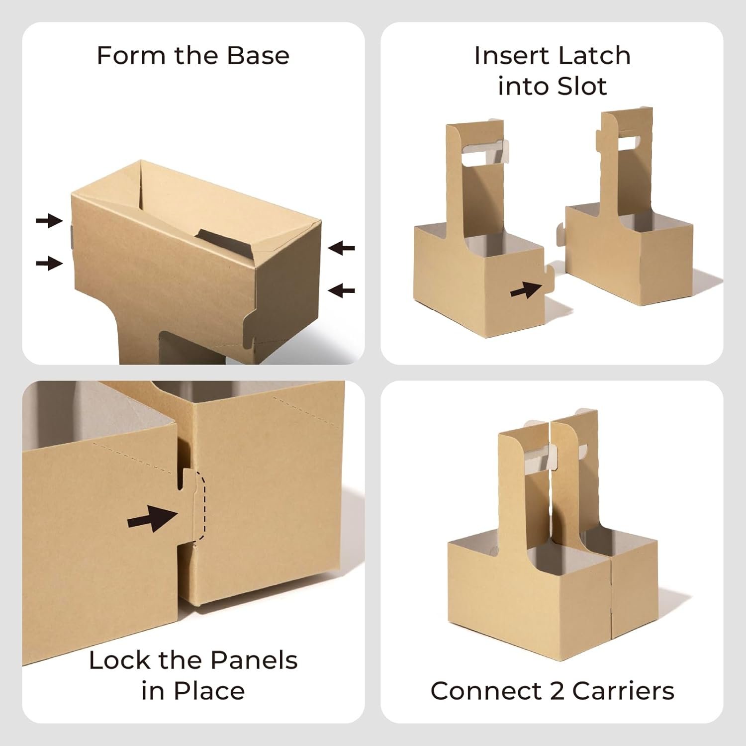 Grossiste en Vrac, porte-gobelets en papier kraft à poignée pour boissons de 12-30 oz, parfait pour café à emporter, OEM, 25 pièces pour boissons froides et chaudes, idéale pour la fête des mères et la Saint-Valentin.