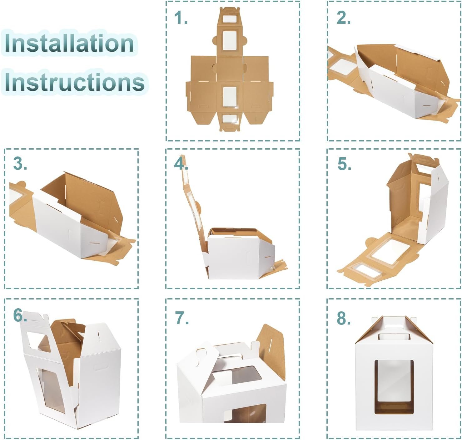 Grossiste Boîtes à Gâteaux Hautes en Paquet de 3, 12x12x14 Pouces, Transport de Gâteaux à Étages Jetables avec Fenêtre, Personnalisation de Logo, Fabricant de Conteneurs pour Mariages, Anniversaires et Fêtes.