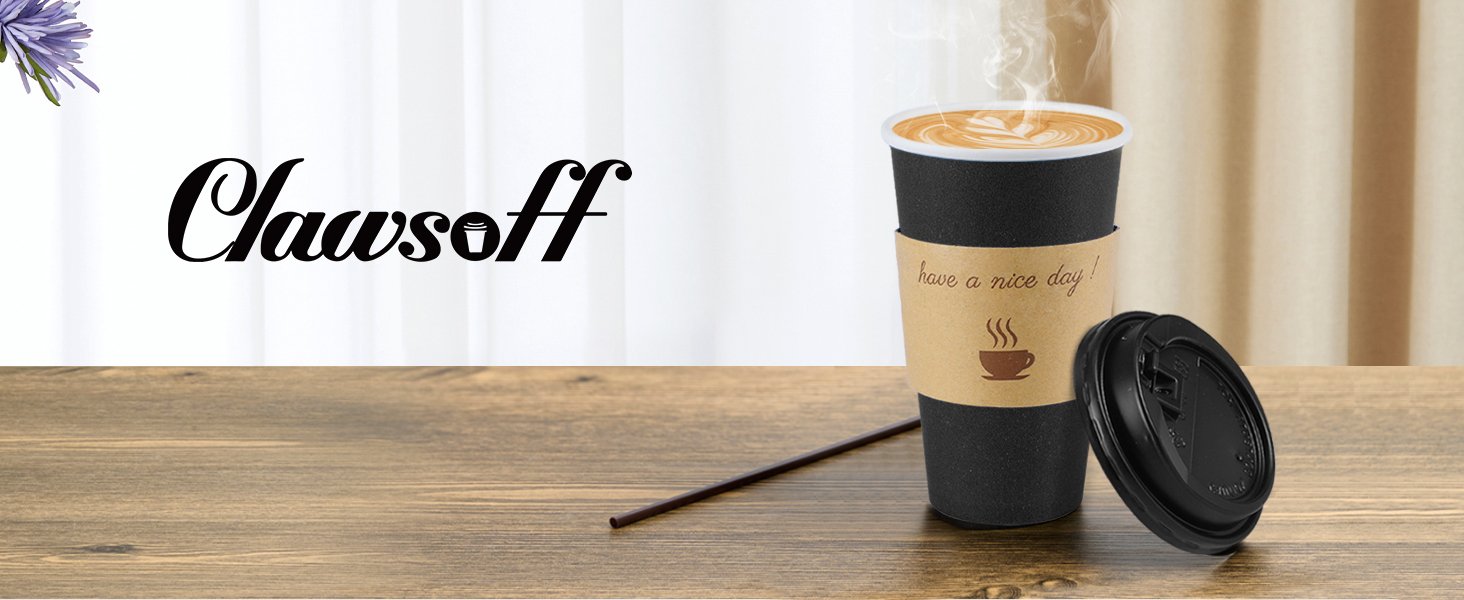 Grossiste gobelets à café jetables de 16 oz avec couvercles et manchons, OEM avec bâtonnets d'agitation, vente en gros pour boissons chaudes et froides au bureau, à la maison, dans les magasins ou lors d'événements (Noir)