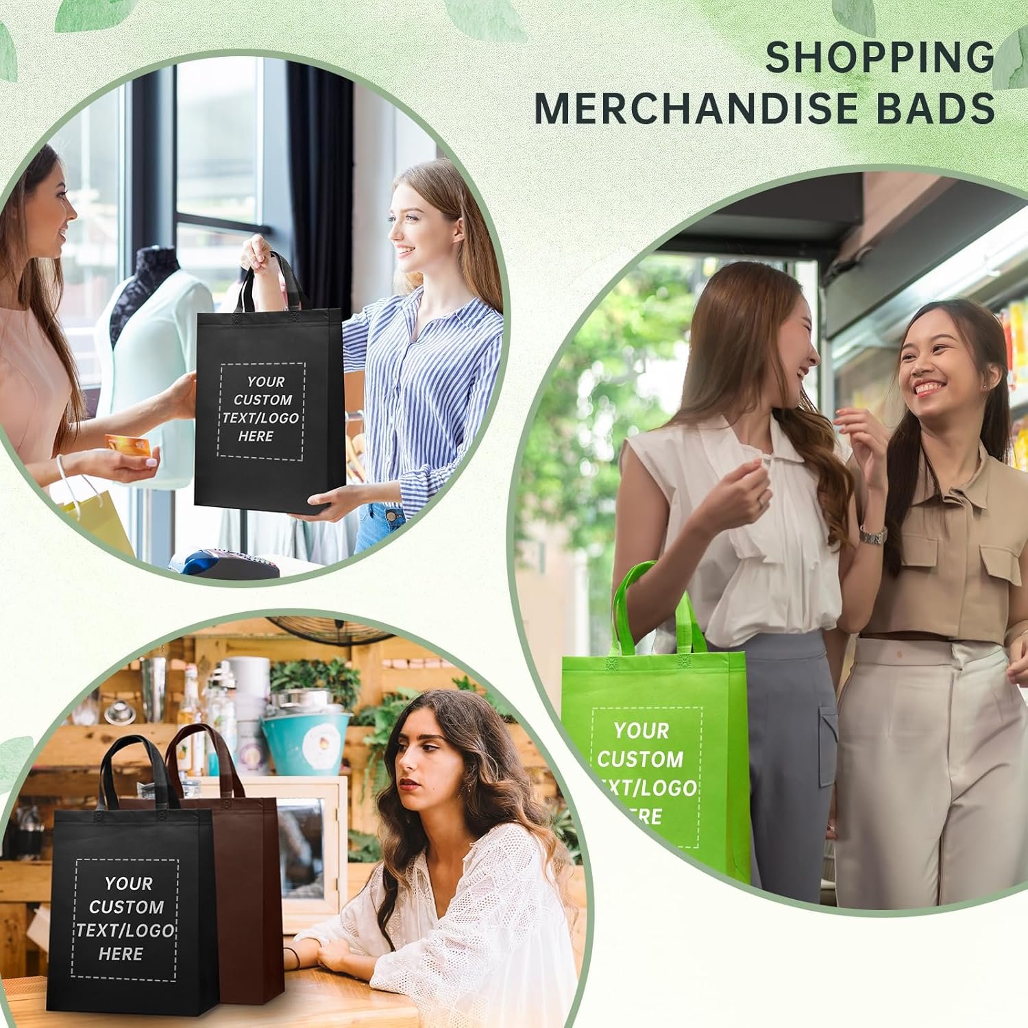 Tote Bags Personnalisés - 100 Unités en Vrac par Fournisseur pour Ventes, Activités Commerciales, Shopping, Fêtes et Publicité