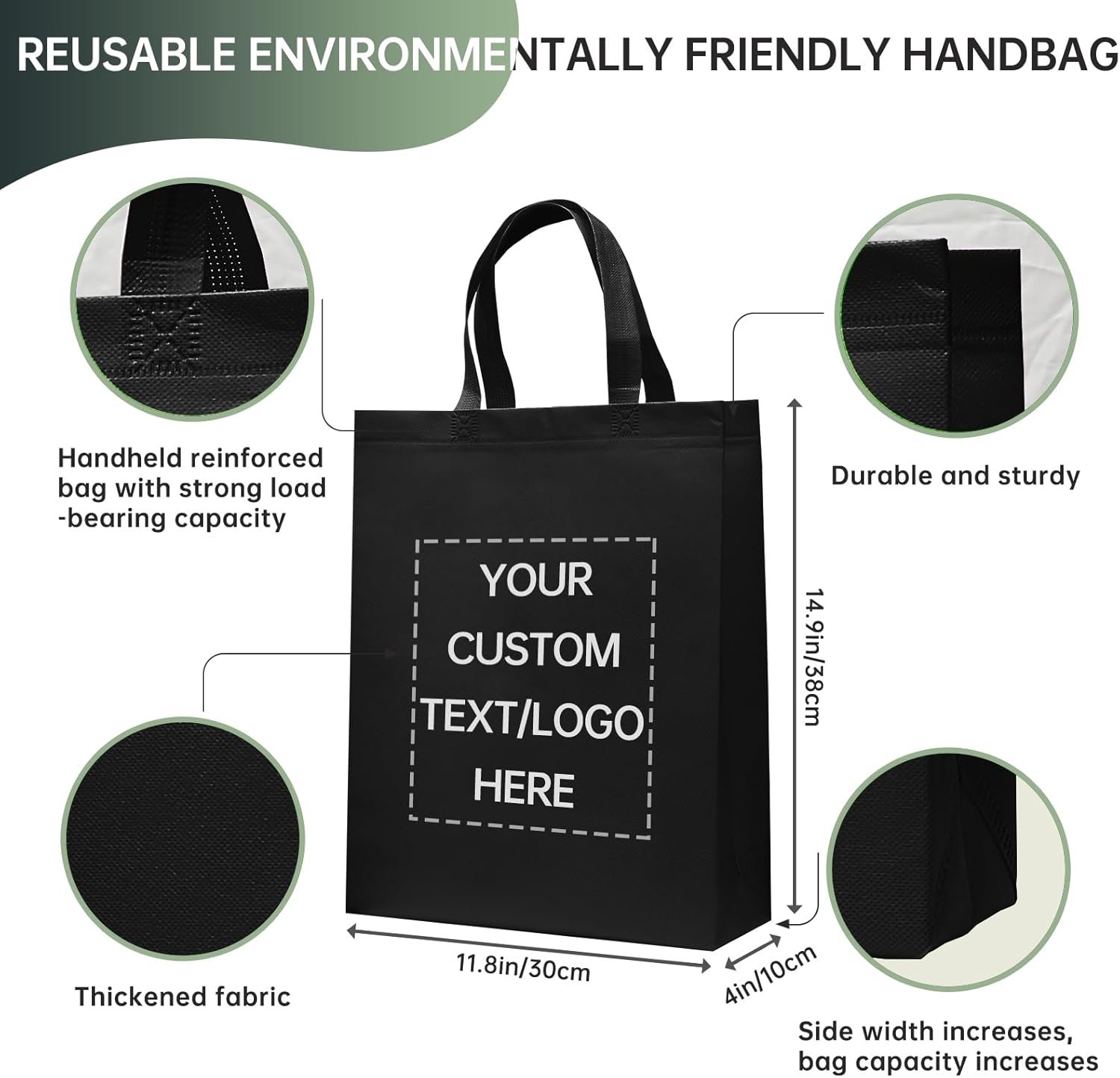 Tote Bags Personnalisés - 100 Unités en Vrac par Fournisseur pour Ventes, Activités Commerciales, Shopping, Fêtes et Publicité