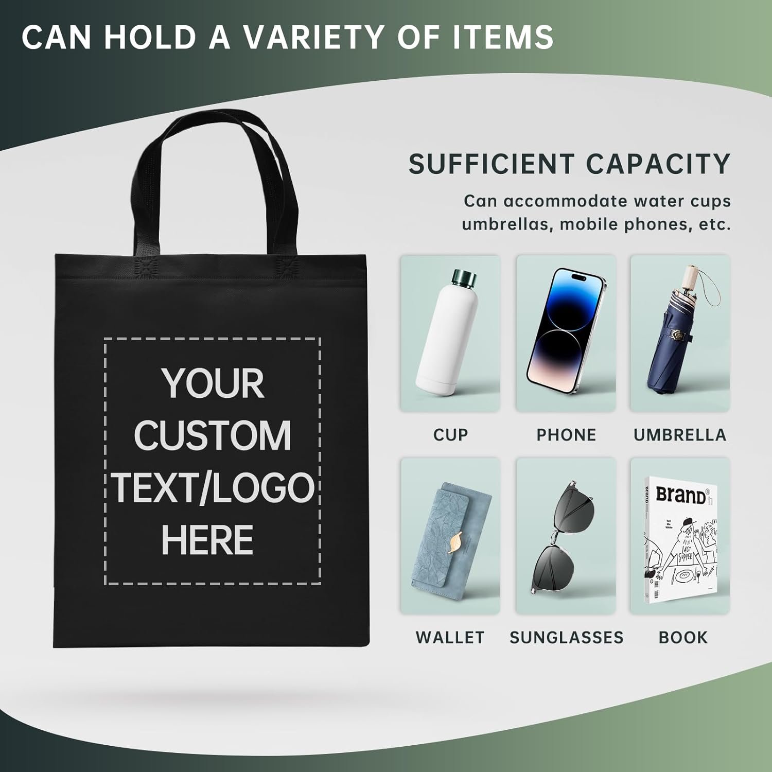 Tote Bags Personnalisés - 100 Unités en Vrac par Fournisseur pour Ventes, Activités Commerciales, Shopping, Fêtes et Publicité