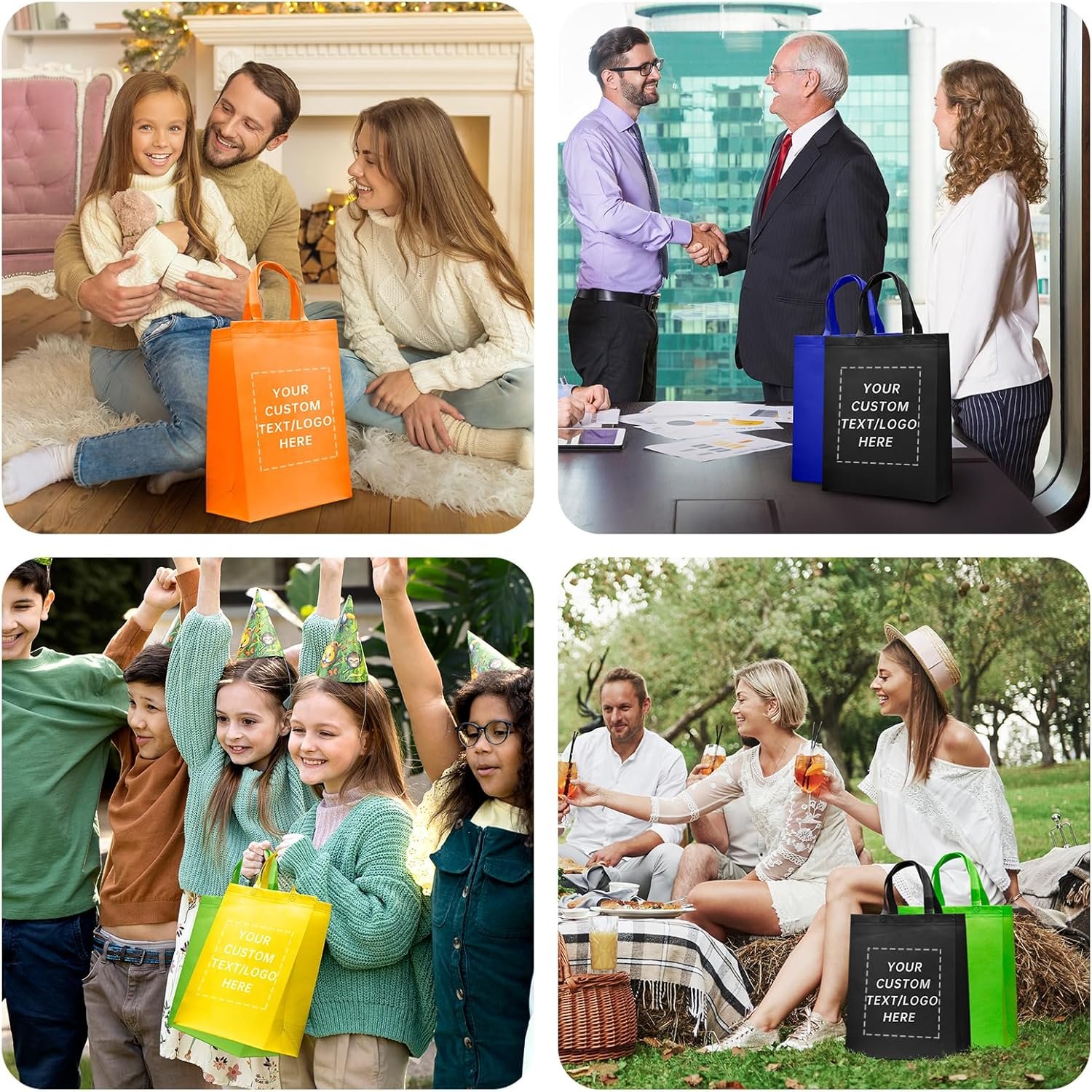 Tote Bags Personnalisés - 100 Unités en Vrac par Fournisseur pour Ventes, Activités Commerciales, Shopping, Fêtes et Publicité