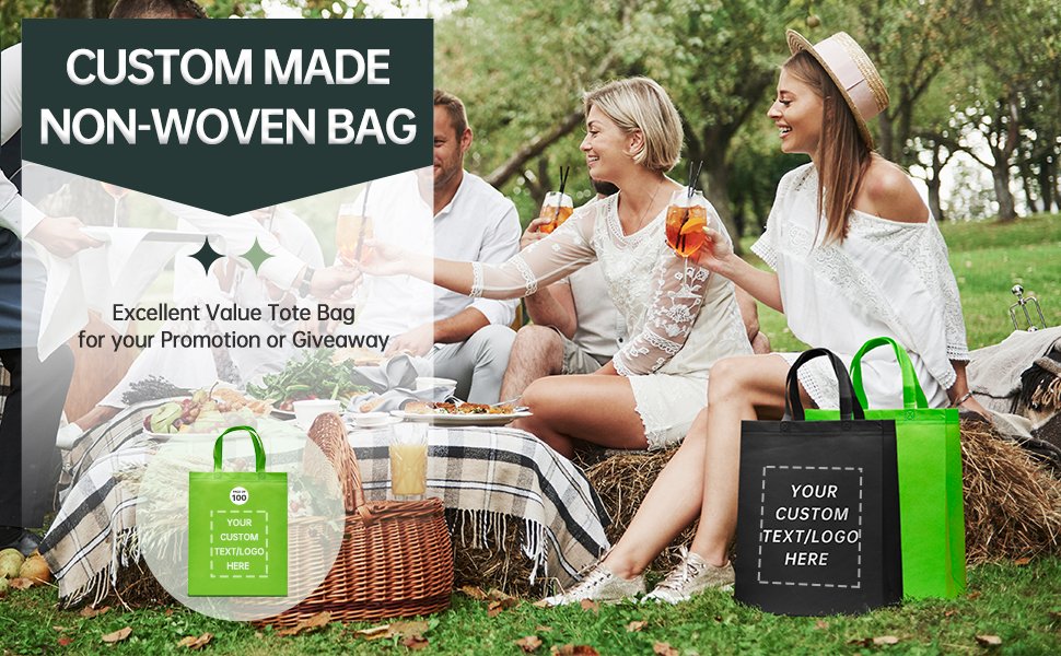 Tote Bags Personnalisés - 100 Unités en Vrac par Fournisseur pour Ventes, Activités Commerciales, Shopping, Fêtes et Publicité