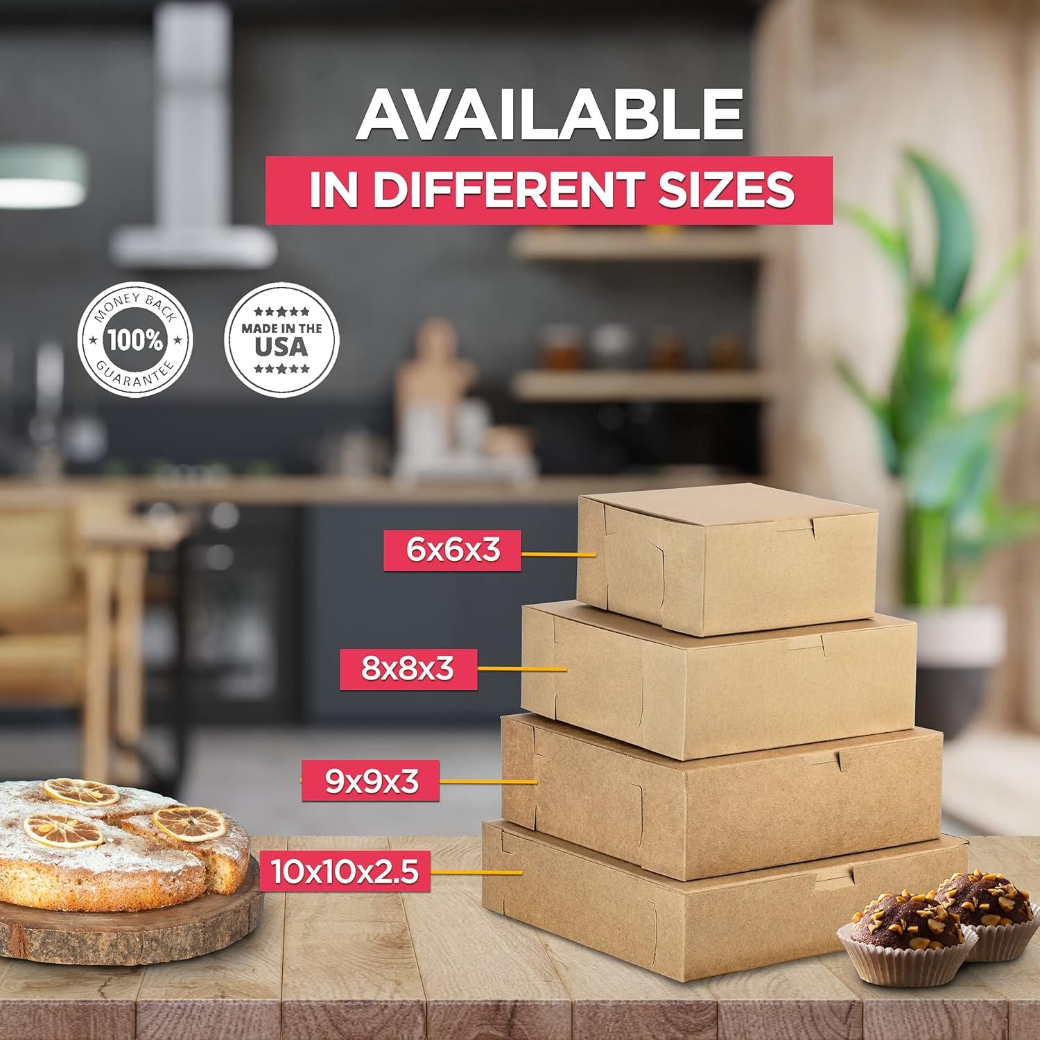 Grossiste Boîtes à pâtisserie en carton 25 unités, 8 x 8 x 3 pouces, parfaites pour les cupcakes, chocolats, donuts et macarons, avec logo personnalisé, fournisseur de solutions en vrac.