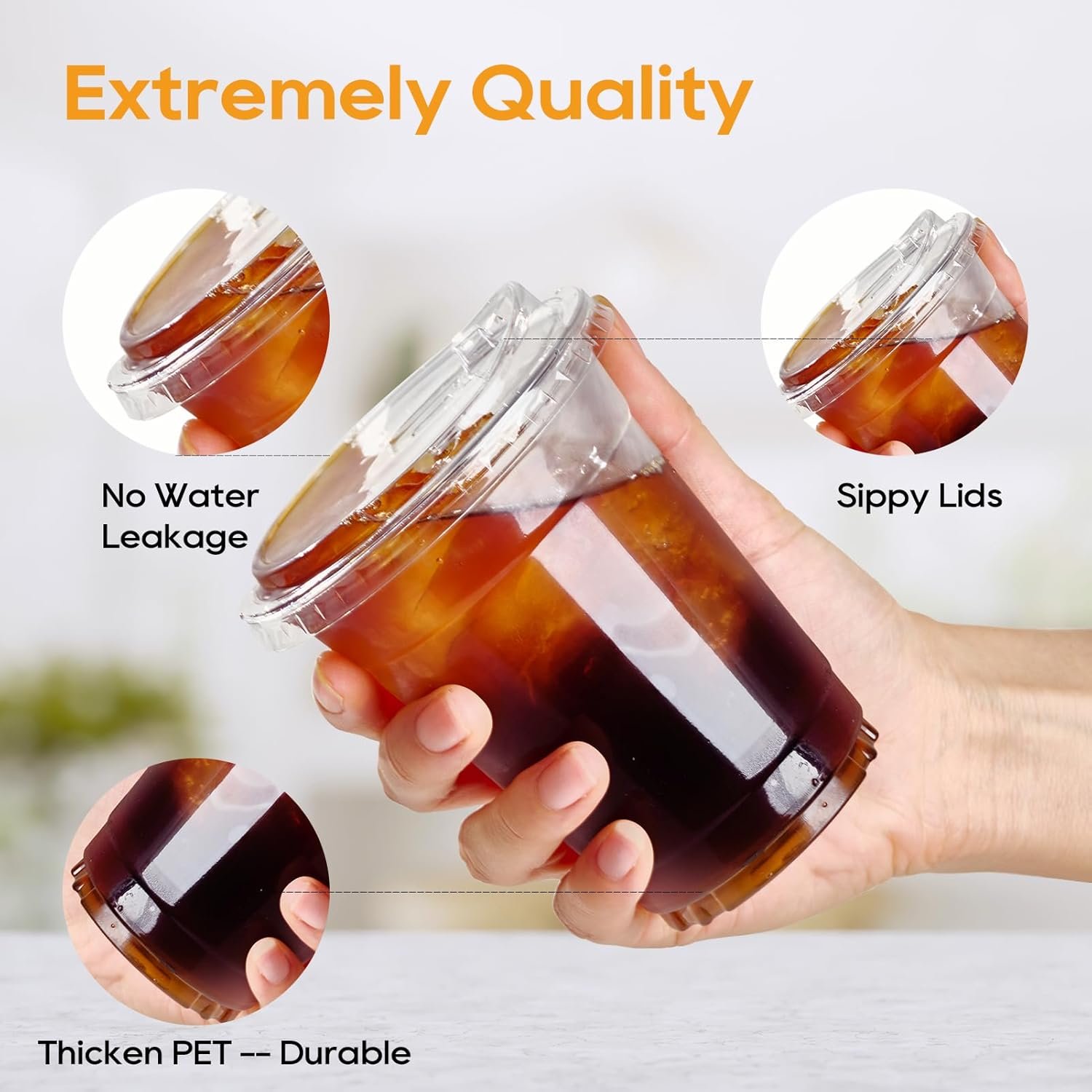 Grossiste de gobelets en plastique clair 12 OZ avec couvercles à bec sans paille, 200 ensembles, à emporter, pour café glacé, smoothies, soda, limonade, boisson froide, Fabricant proposant des solutions de Marque Blanche.