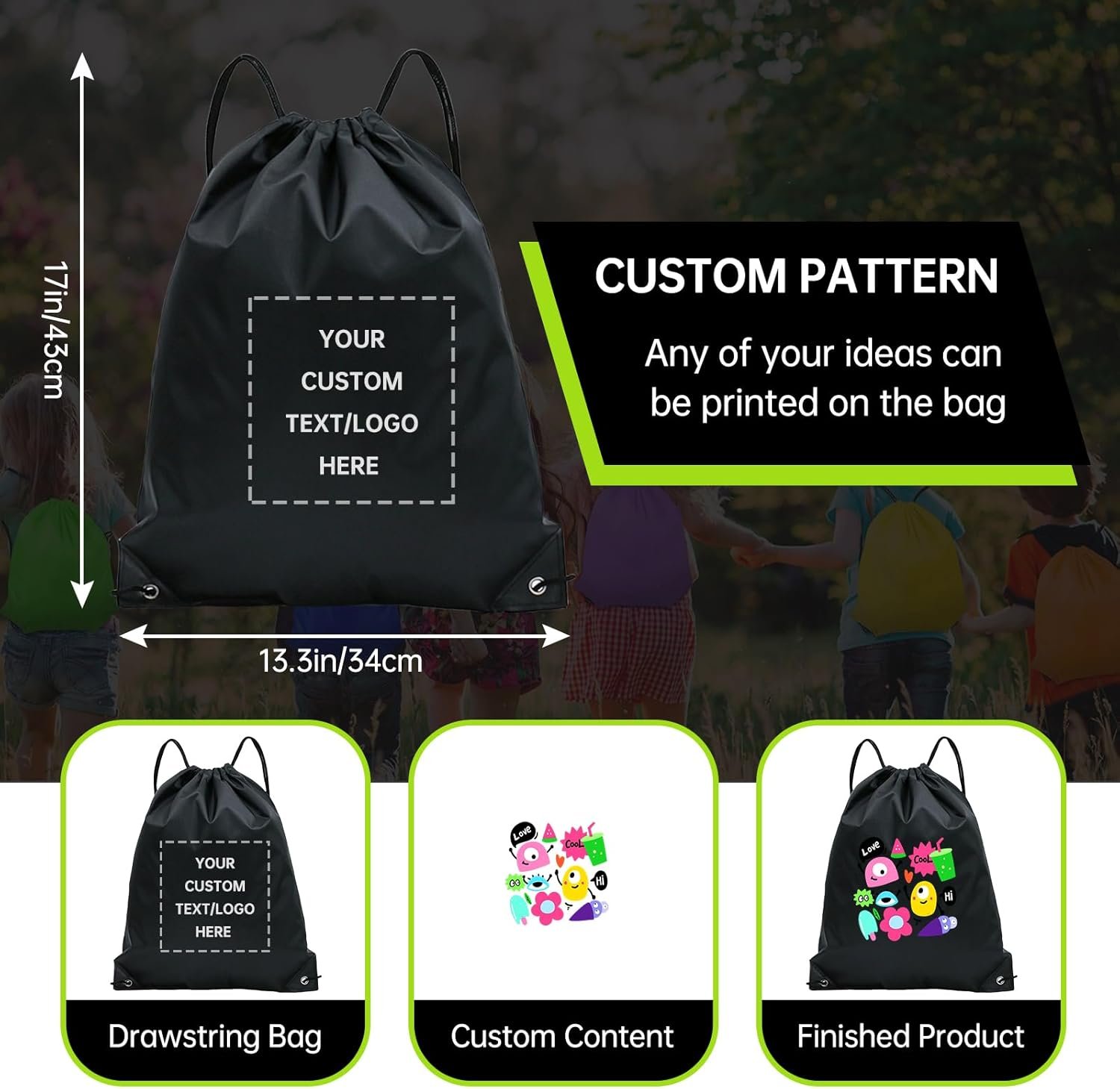 Pack de 50 sacs personnalisés avec logo, vente en gros de sacs à dos à cordon, idéal pour le voyage, la salle de sport et un usage quotidien (noir personnalisé) - fabricant de sacs de qualité. Pack de 50 sacs personnalisés avec logo, vente en gros de sacs à dos à cordon, idéal pour le voyage, la salle de sport et un usage quotidien (noir personnalisé) - fabricant de sacs de qualité.