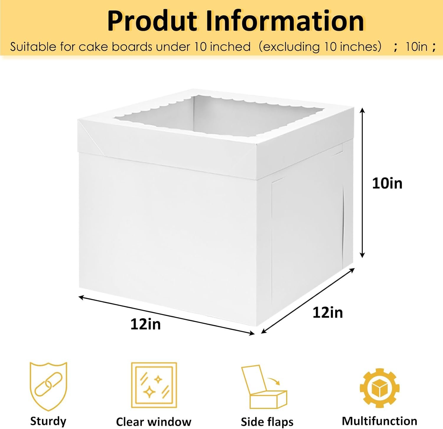 Grossiste Boîtes à Gâteau Jetables 12x12x10 Pouces avec Supports pour Pâtisseries, Logo Personnalisé, Fabricant de Contenants pour Gâteau Cupcake Cookie Pie Pastry, Vente en Gros pour la Saint-Valentin et la Fête des Mères