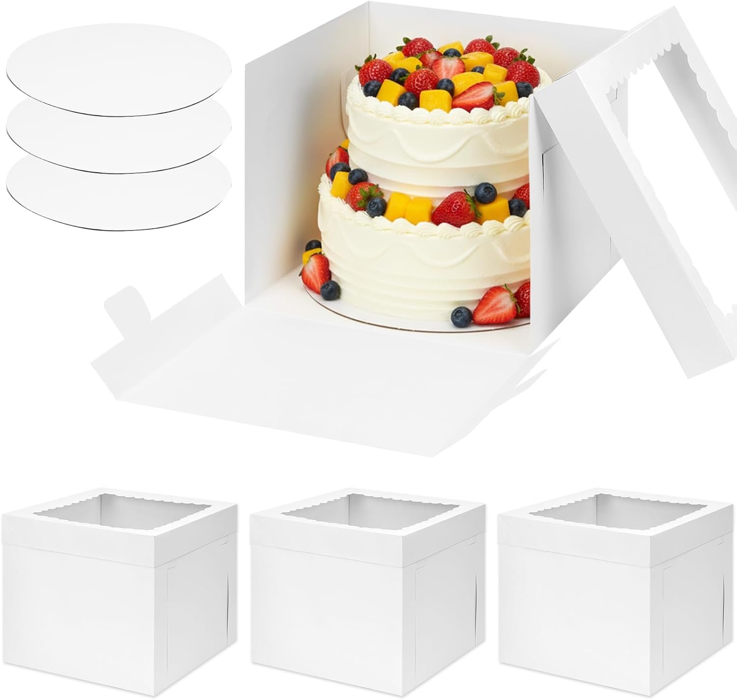Grossiste Boîtes à Gâteau Jetables 12x12x10 Pouces avec Supports pour Pâtisseries, Logo Personnalisé, Fabricant de Contenants pour Gâteau Cupcake Cookie Pie Pastry, Vente en Gros pour la Saint-Valentin et la Fête des Mères