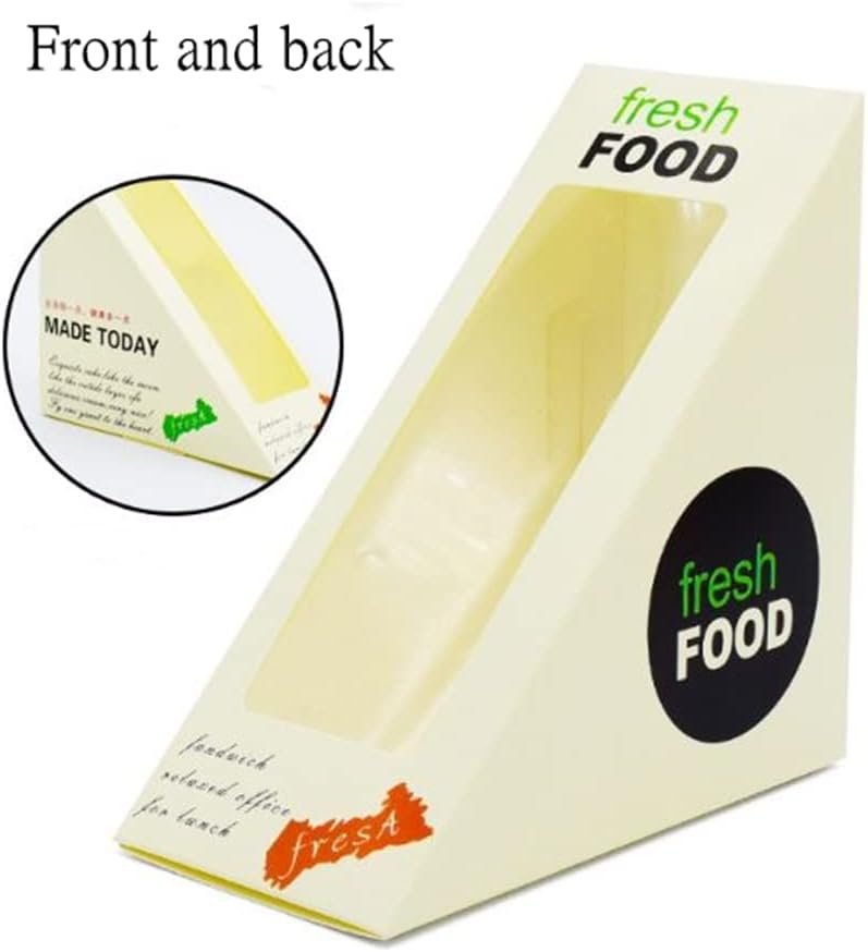 Boîte à sandwich en vrac, 100 pièces, éco-responsable avec fenêtre pour service de restauration, logo personnalisé, fournisseur idéal pour boulangeries.
