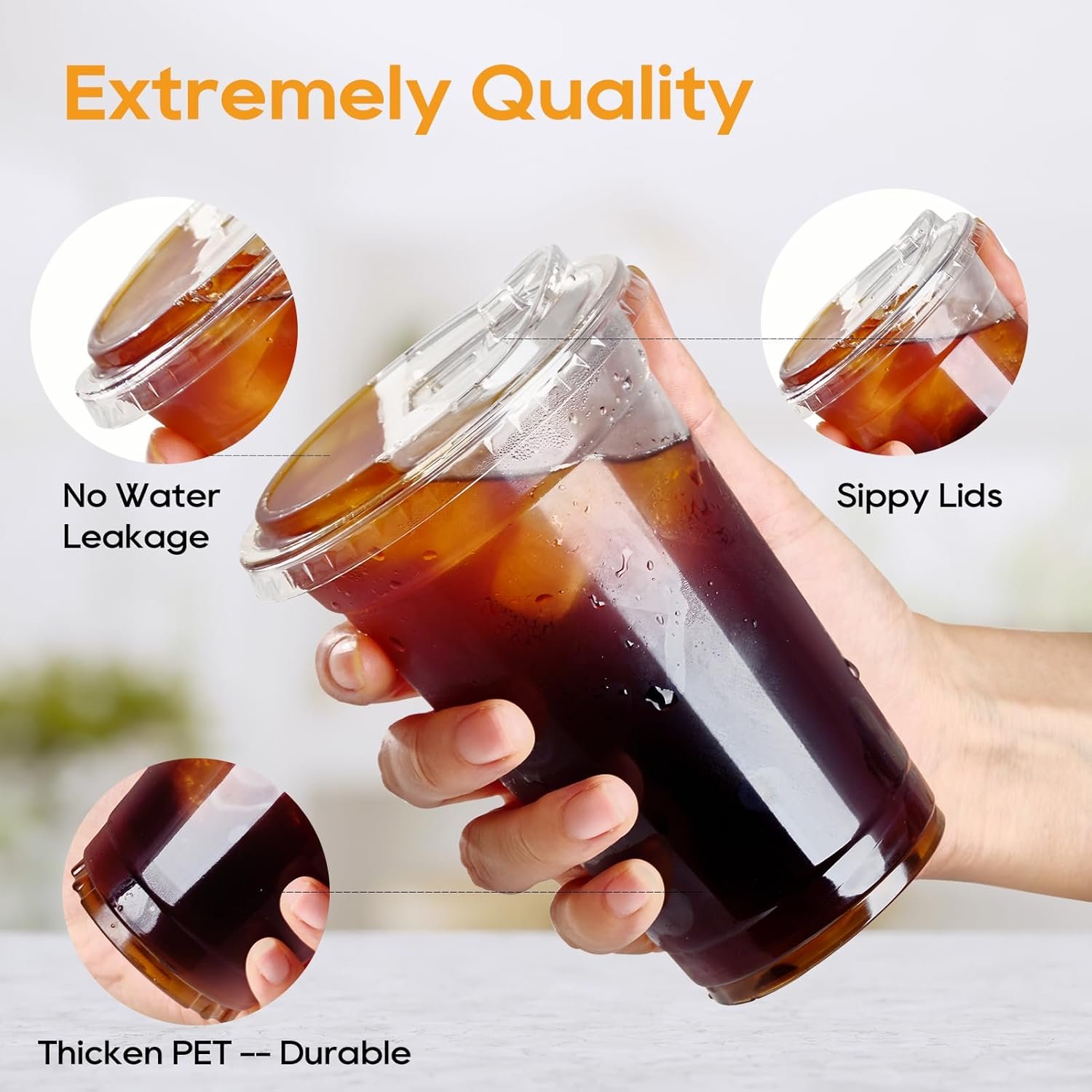 Grossiste de gobelets en plastique transparents 16 oz avec couvercles anti-paille, usinés pour boissons froides telles que café glacé et smoothies, OEM en vrac pour un service pratique.
