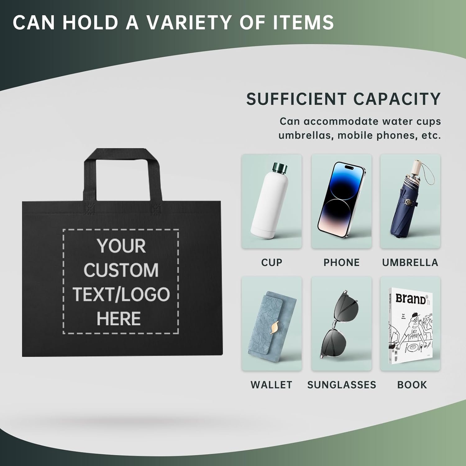 100 sacs de shopping réutilisables - Grossiste en sacs personnalisés avec logo pour publicité commerciale et promotions, idéal pour les fabricants de sacs en gros.