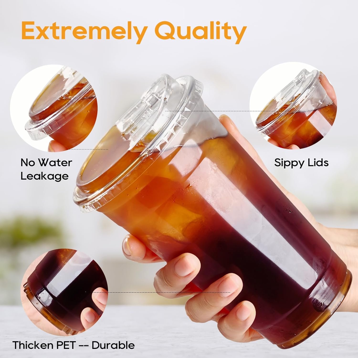 Grossiste gobelets en plastique transparents de 24 OZ avec couvercles sans paille, vente en gros pour café glacé, smoothies, soda, limonade, boissons froides, logo personnalisé, fabriqué par un fournisseur de confiance.
