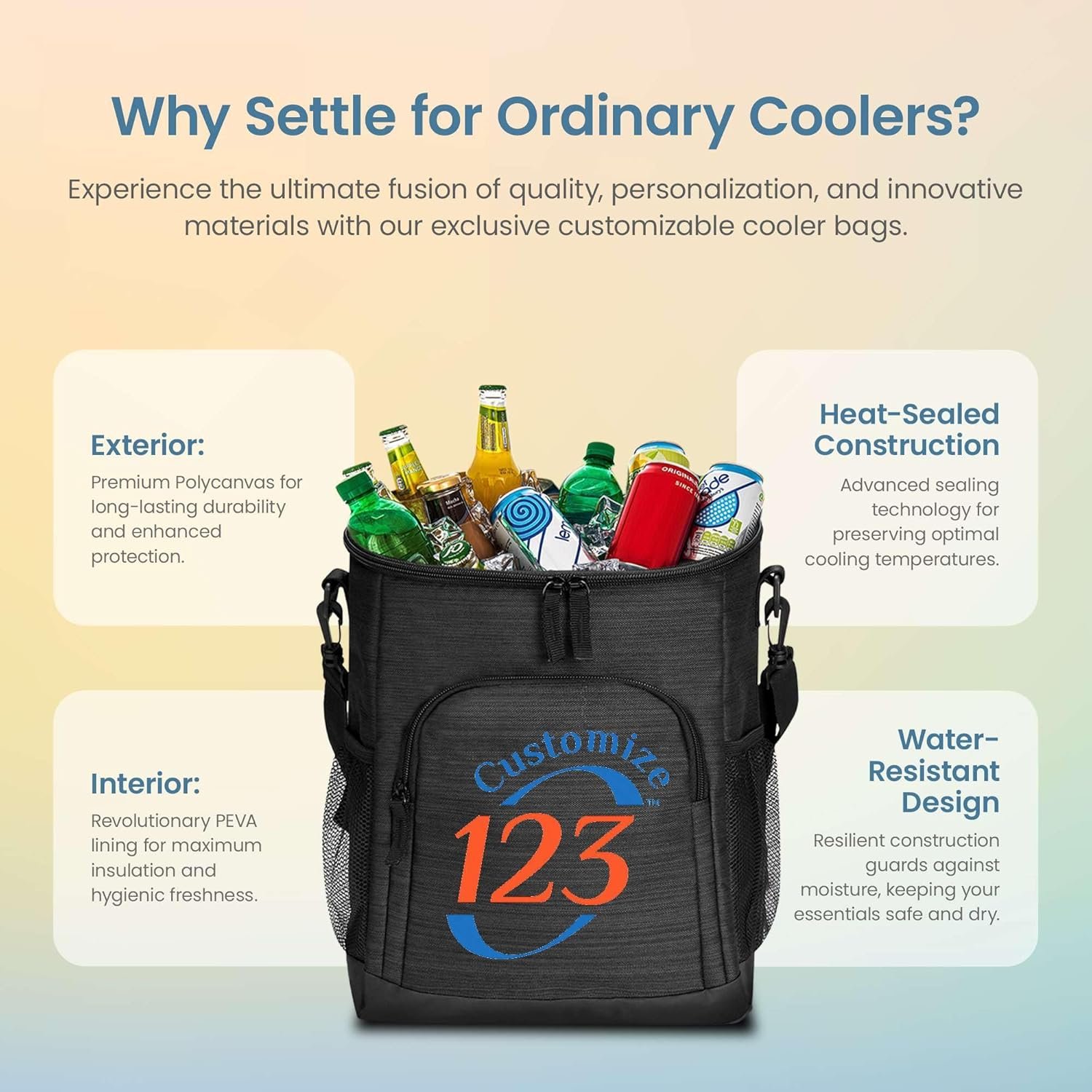 Grossiste Sac de Glacière Personnalisé - Sac Isotherme Personnalisable pour Événements d'Entreprise ou Cadeaux - Fabricant de Sac Isotherme Étanche, Capacité de 24 Canettes de Bière - 15x10x7 - Marque Blanche 123