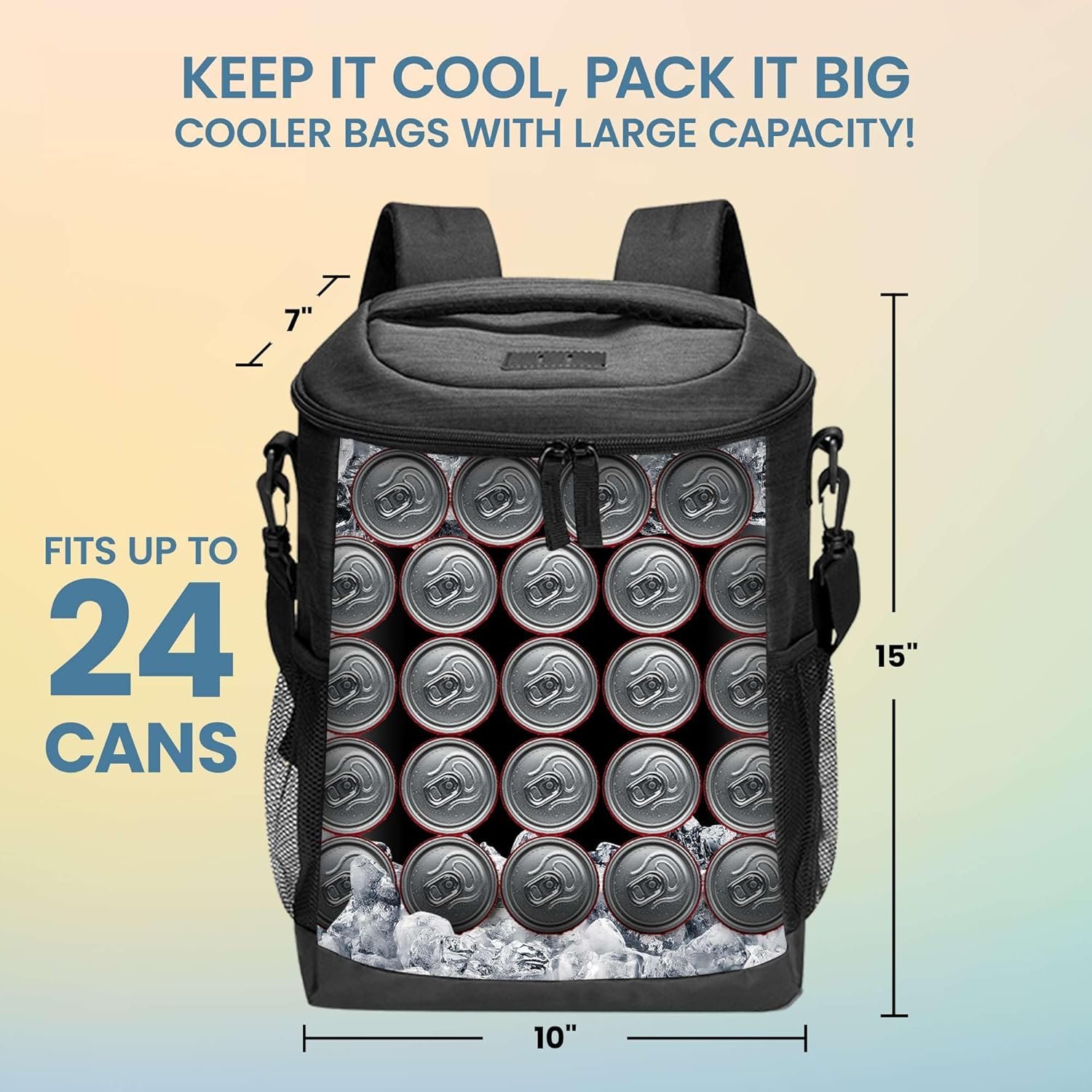 Grossiste Sac de Glacière Personnalisé - Sac Isotherme Personnalisable pour Événements d'Entreprise ou Cadeaux - Fabricant de Sac Isotherme Étanche, Capacité de 24 Canettes de Bière - 15x10x7 - Marque Blanche 123