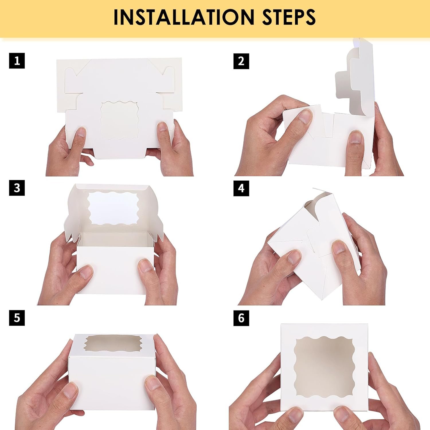 Grossiste boîtes à biscuits blanches avec fenêtre 4x4x2,5 pouces, à utiliser pour petits cookies, friandises, desserts et fraises enrobées de chocolat, avec logo personnalisé et 5 autocollants, fabricant de solutions d'emballage en gros Grossiste boîtes à biscuits blanches avec fenêtre 4x4x2,5 pouces, à utiliser pour petits cookies, friandises, desserts et fraises enrobées de chocolat, avec logo personnalisé et 5 autocollants, fabricant de solutions d'emballage en gros