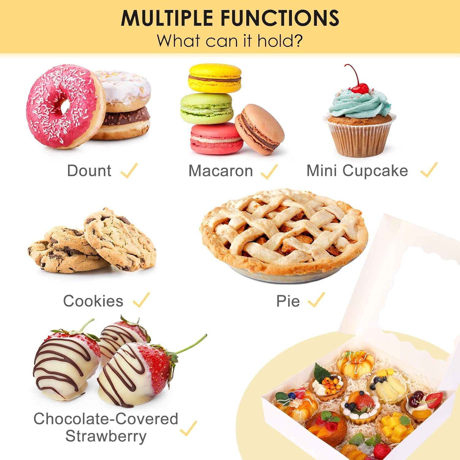 Grossiste boîte de pâtisserie auto-pop-up 24 pièces 10x10x2,5 pouces, parfait pour cookies, fraises enrobées de chocolat, tartes, beignets et muffins - Logo Personnalisé, Fournisseur de solutions en vrac. Grossiste boîte de pâtisserie auto-pop-up 24 pièces 10x10x2,5 pouces, parfait pour cookies, fraises enrobées de chocolat, tartes, beignets et muffins - Logo Personnalisé, Fournisseur de solutions en vrac.