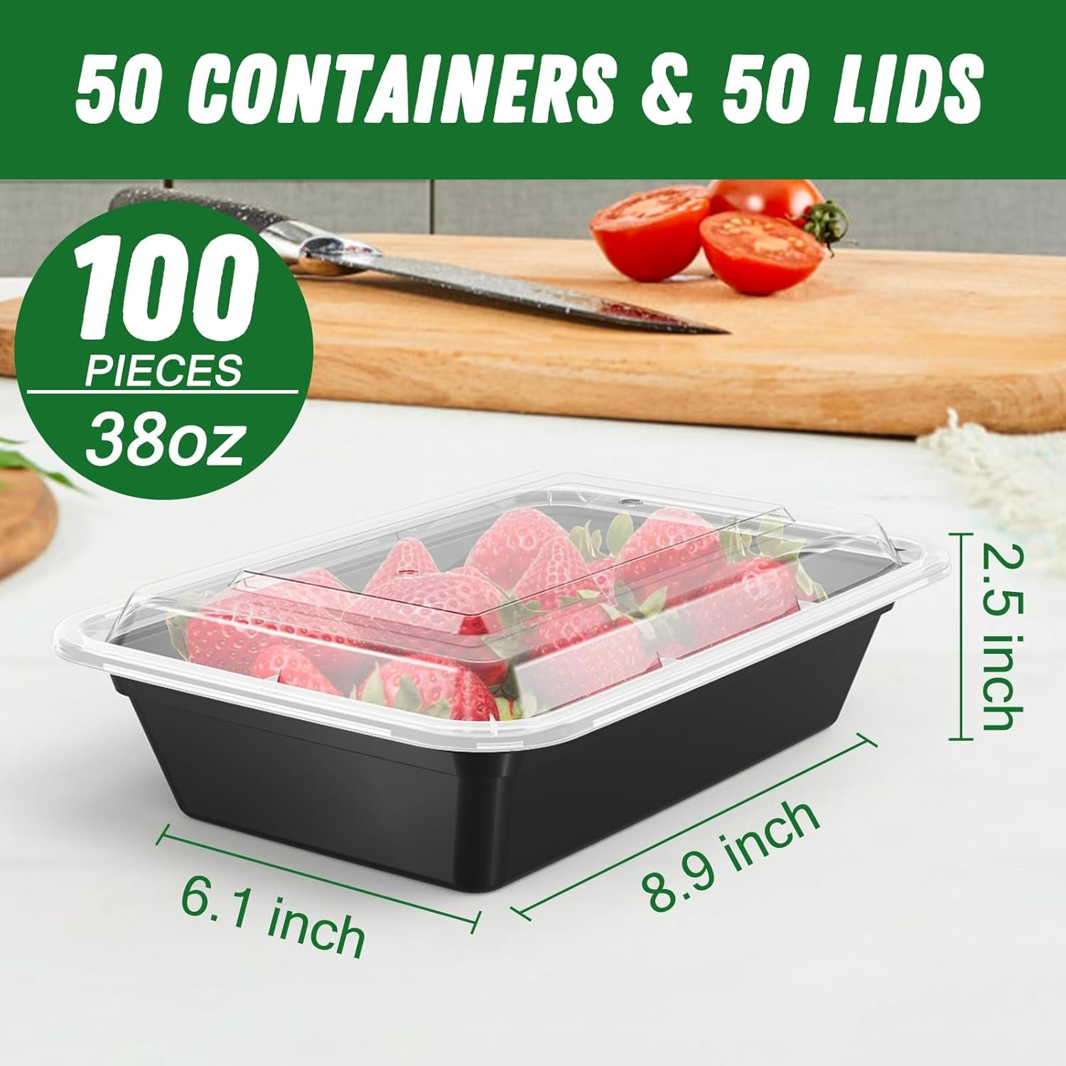 Grossiste Containers alimentaires en plastique de 38 oz, 50 sachets de 100 pièces, réutilisables avec couvercles, robustes et étanches, sûrs pour les aliments, adaptés pour micro-ondes, congélateur et lave-vaisselle, marque blanche de stockage alimentaire.