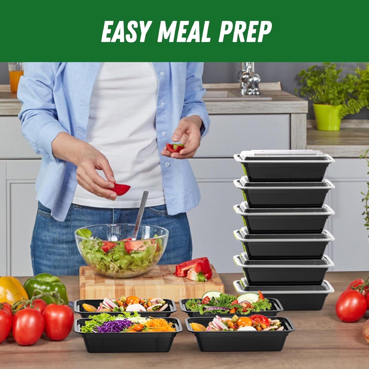 Grossiste Containers alimentaires en plastique de 38 oz, 50 sachets de 100 pièces, réutilisables avec couvercles, robustes et étanches, sûrs pour les aliments, adaptés pour micro-ondes, congélateur et lave-vaisselle, marque blanche de stockage alimentaire.