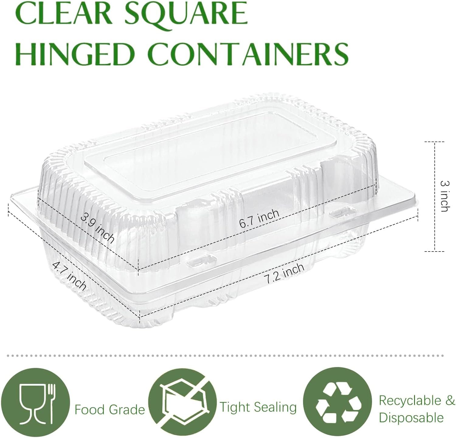 Grossiste Contenants alimentaires en plastique rigide à charnière 7,2x4,7x3 pouces avec couvercles transparents (40 pièces) - Vente en gros de boîtes à dessert, tranches de gâteaux, salades, pâtisseries et sandwiches - Fabricant reconnu Grossiste Contenants alimentaires en plastique rigide à charnière 7,2x4,7x3 pouces avec couvercles transparents (40 pièces) - Vente en gros de boîtes à dessert, tranches de gâteaux, salades, pâtisseries et sandwiches - Fabricant reconnu