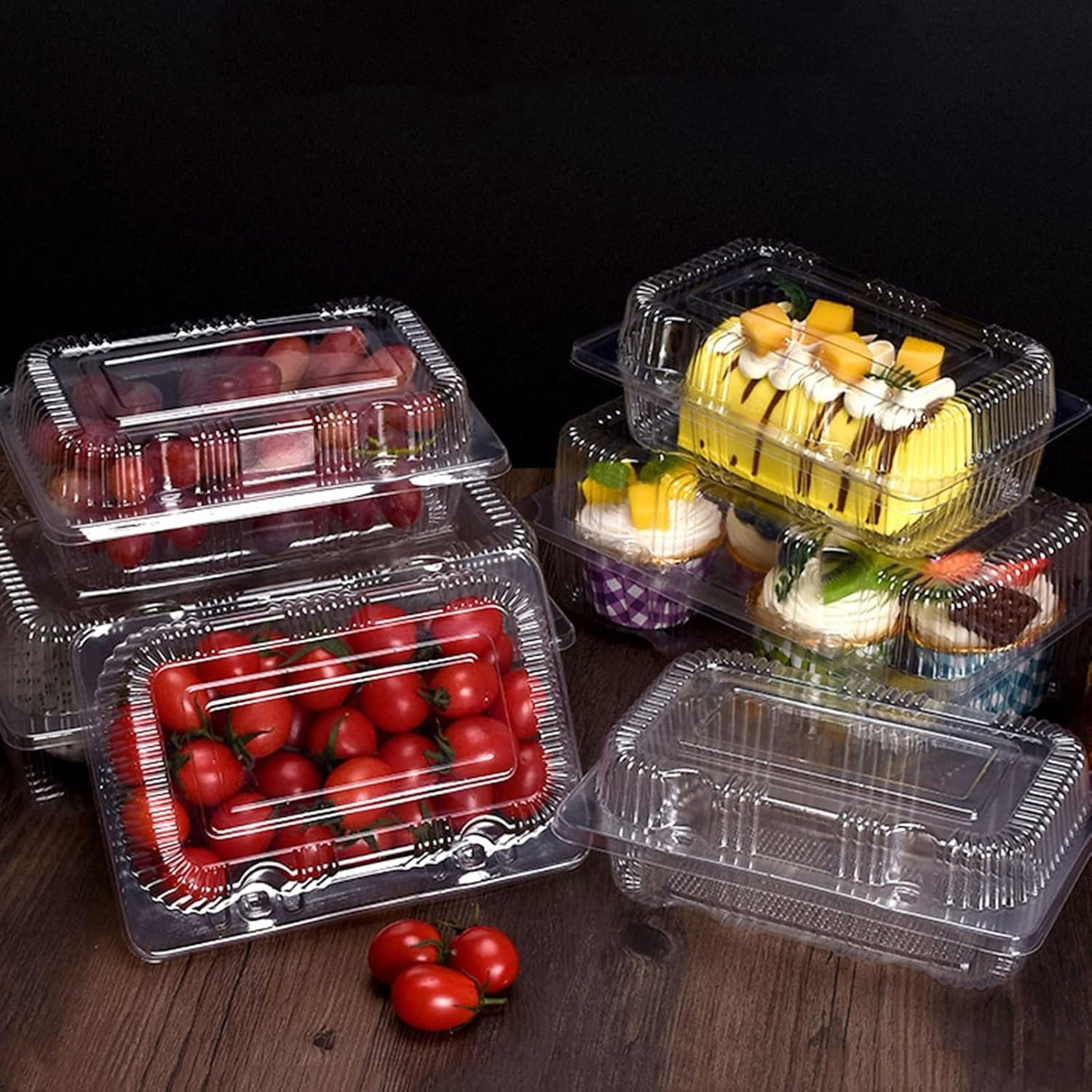 Grossiste Contenants alimentaires en plastique rigide à charnière 7,2x4,7x3 pouces avec couvercles transparents (40 pièces) - Vente en gros de boîtes à dessert, tranches de gâteaux, salades, pâtisseries et sandwiches - Fabricant reconnu Grossiste Contenants alimentaires en plastique rigide à charnière 7,2x4,7x3 pouces avec couvercles transparents (40 pièces) - Vente en gros de boîtes à dessert, tranches de gâteaux, salades, pâtisseries et sandwiches - Fabricant reconnu
